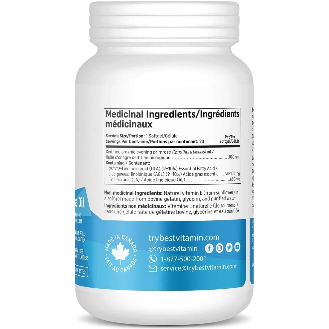 BestVitamin Best Evening Primrose Oil 1000mg, 100mg GLA and 680mg ALA, 90 Softgels - Image 3