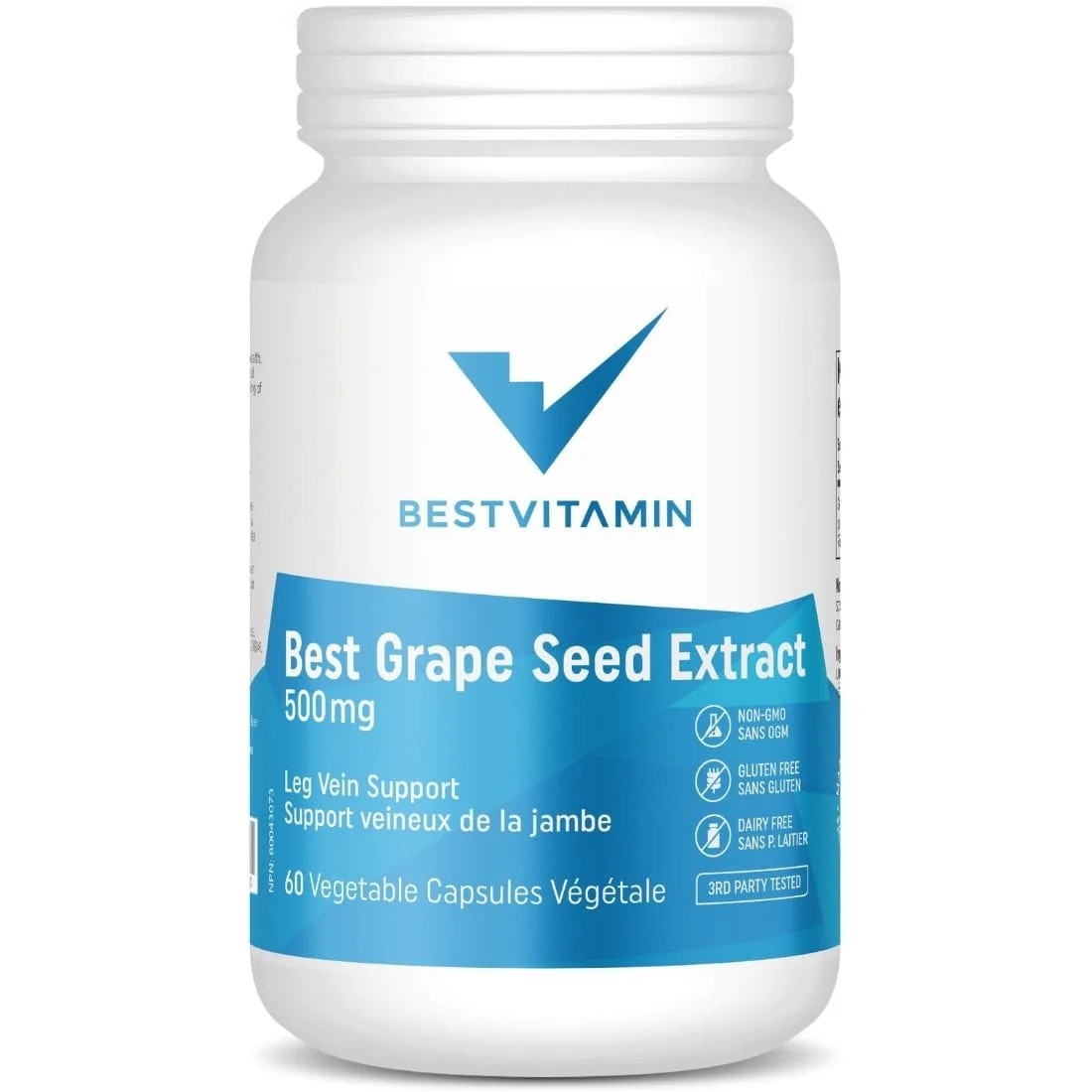 BestVitamin Best Grape Seed Extract 500mg, Extra Strength, 60 Vegetable Capsules, Clearance 50% Off, Final Sale