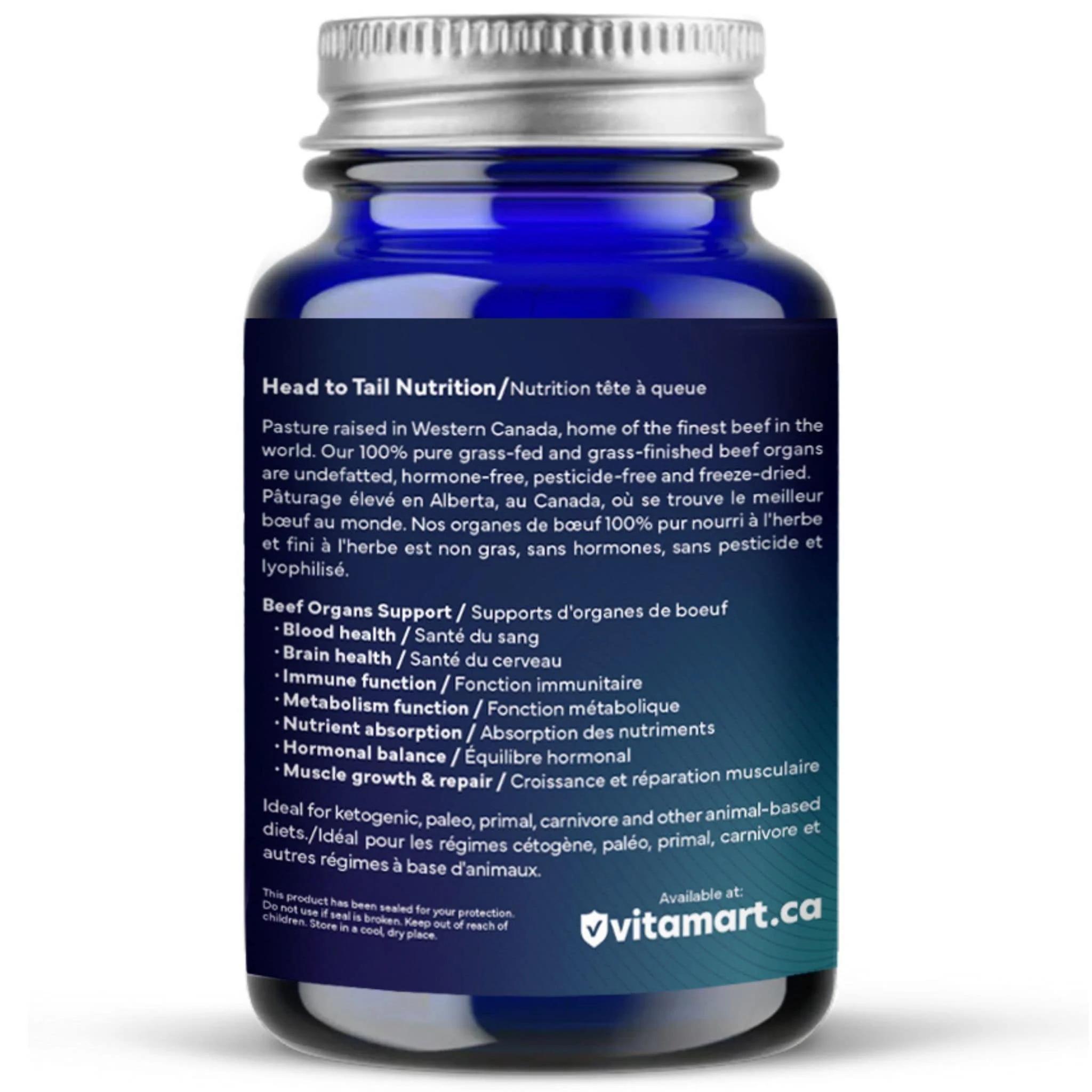 TRUMARK Grass-Fed Beef Organ Complex 500mg, Organic Grass-Fed, Finished Canadian Beef Liver, Heart, Kidney and Spleen, 180 Capsules - Image 3