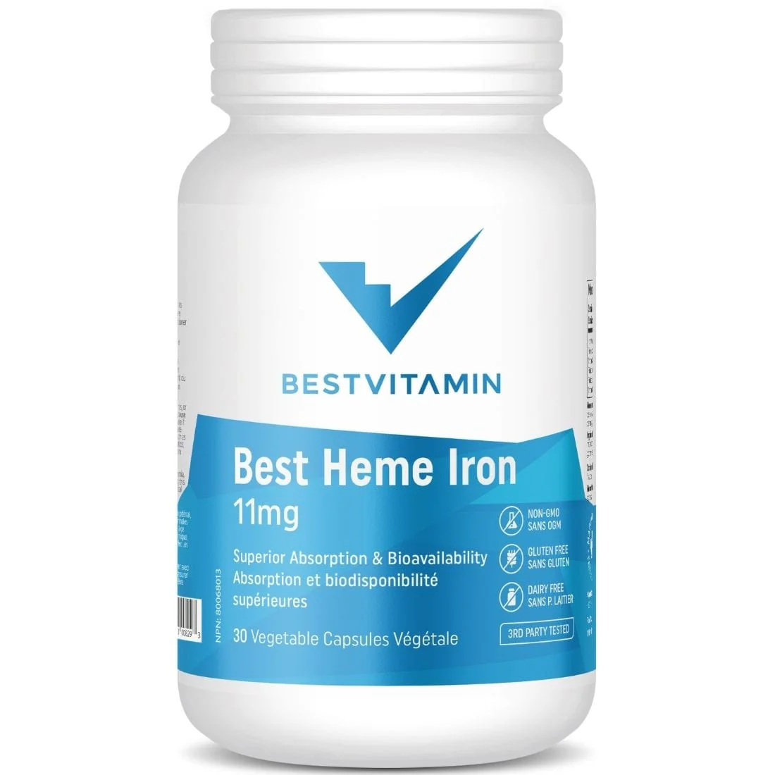 BestVitamin Best Heme Iron 11mg Plus Vitamin C, Folate & B12, Highly bioavailable form of iron, Vegetable Capsules - Image 5
