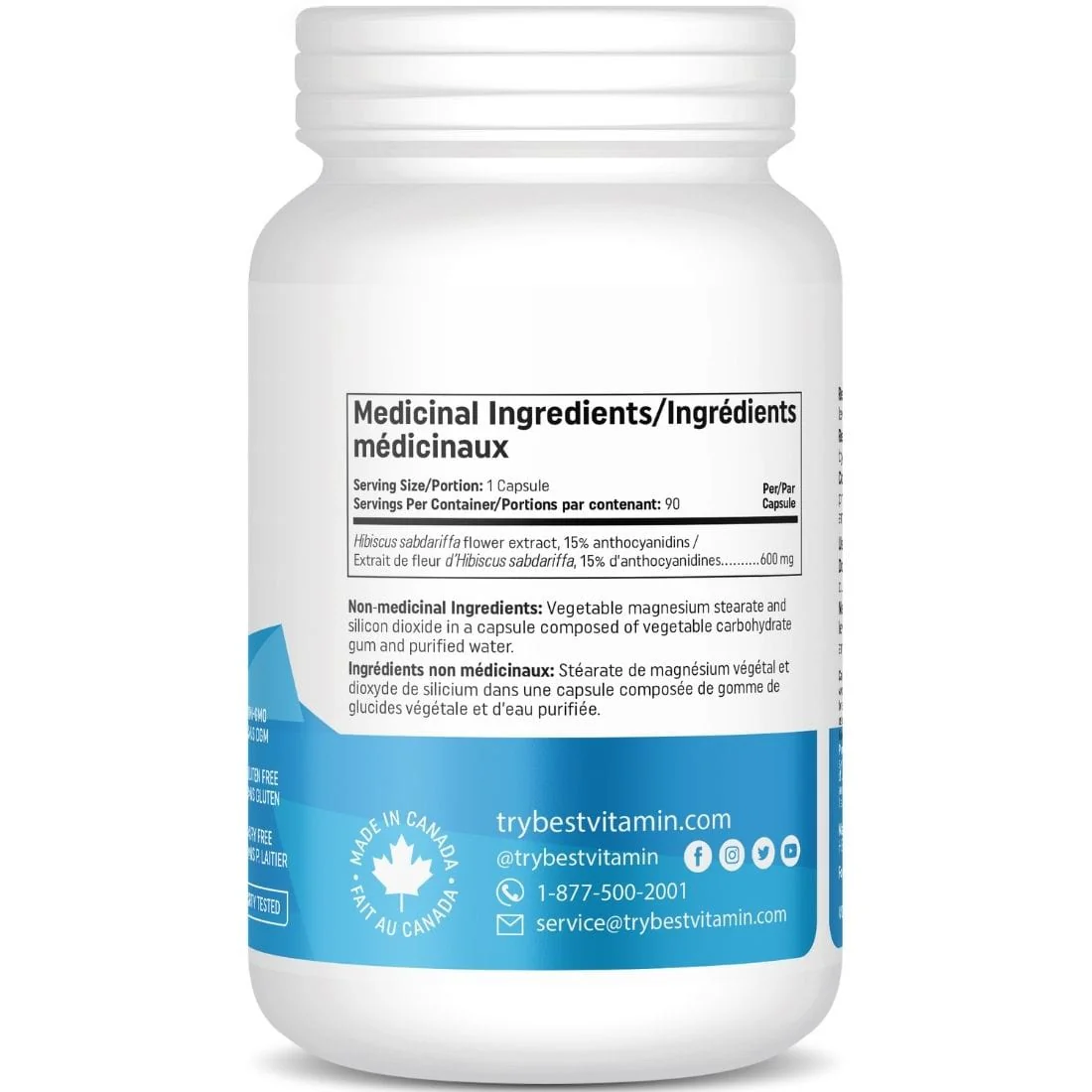 BestVitamin Best Hibiscus 600mg, Supports healthy blood pressure levels, 90 Vegetable Capsules - Image 2