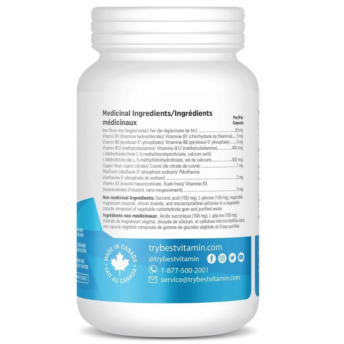 BestVitamin Best Iron Bisglycinate Complex, 30mg Iron, Enhanced bioavailability - Image 3