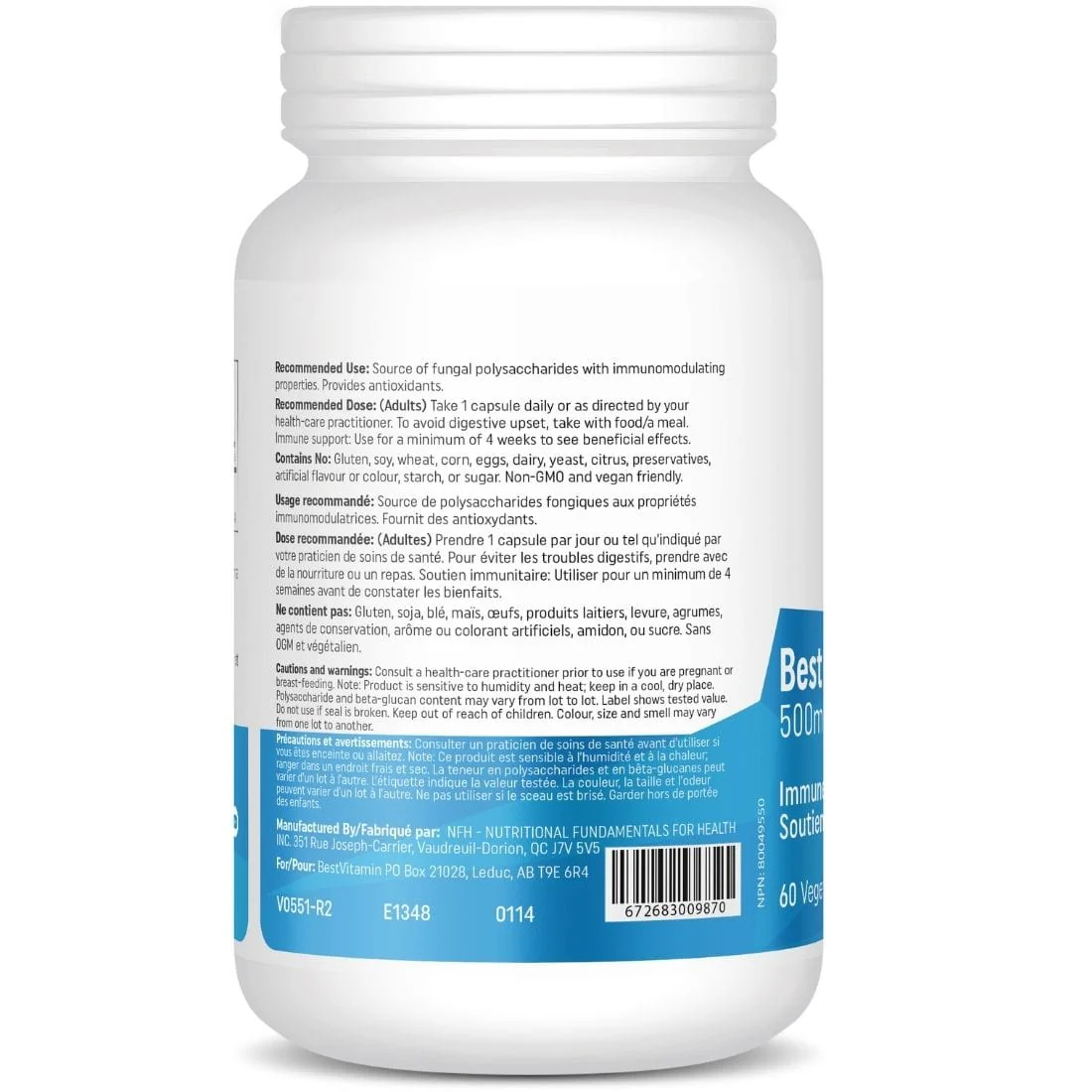 BestVitamin Best Lion's Mane Mushroom 500mg, Immune & Cognitive Support, 60 Vegetable Capsules - Image 3