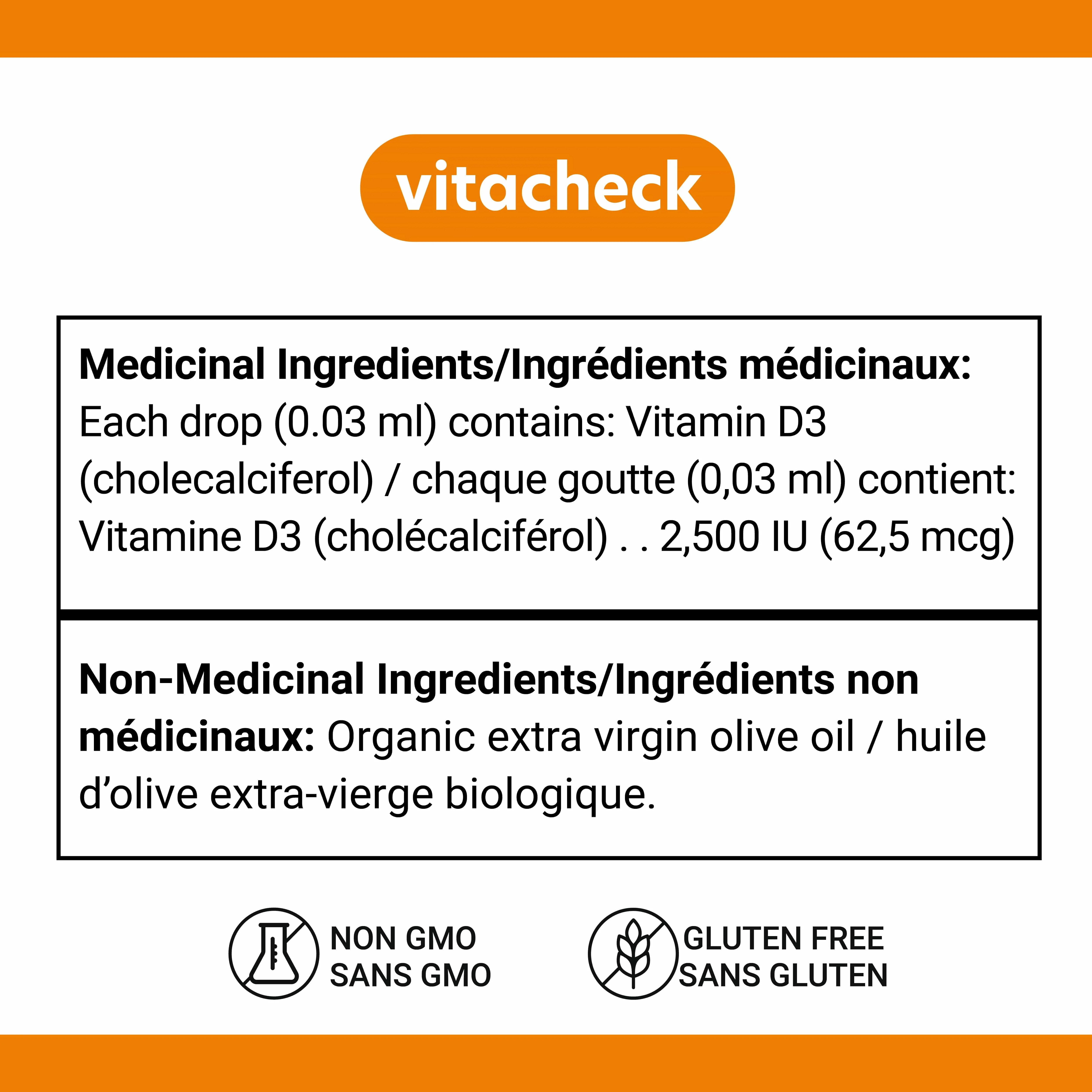 Vitacheck Vitamin D3 2500IU Liquid Drops with Organic Olive Oil, 500 Servings, 15ml - Image 4