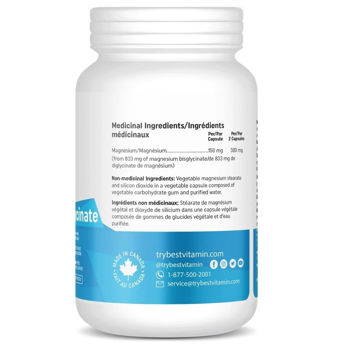 BestVitamin Best Magnesium Bisglycinate 150mg, Extra Gentle, Non-GMO - Image 3