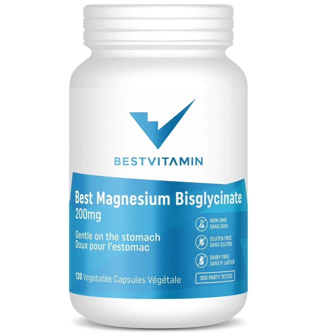 BestVitamin Best Magnesium Bisglycinate 200mg with Albion Chelated Magnesium, Gentle, Non-GMO, 360 Vegetable Capsules CLEARANCE 70% Off, Discount Added, Exp 10/25 Final Sale