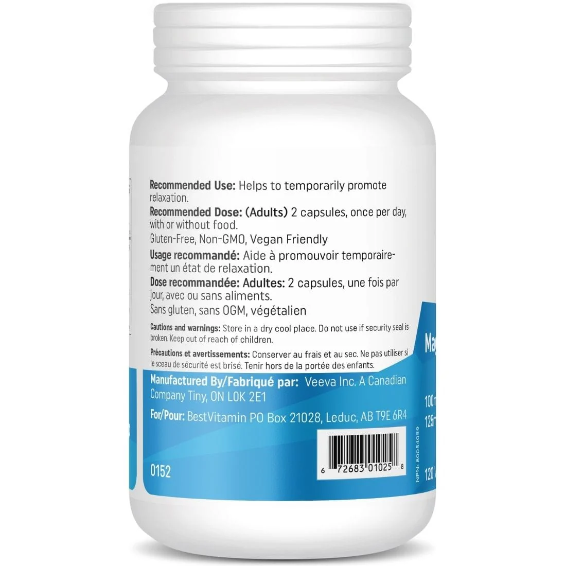 BestVitamin Best Magnesium Theanine Complex, Improves relaxation, learning, focus, & mood, 120 Vegetable Capsules - Image 2