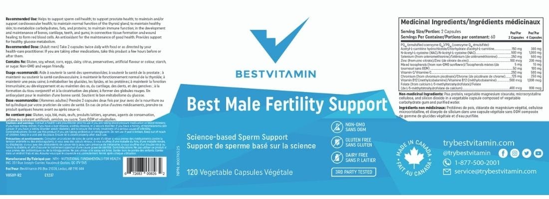 BestVitamin Best Male Fertility Support, Improve Sperm Cell Health, 120 Vegetable Capsules - Image 4