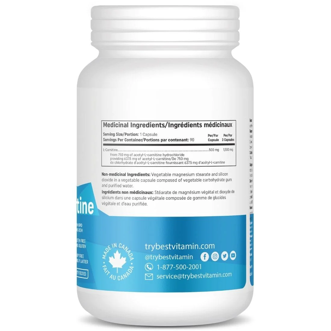 BestVitamin Best Acetyl L-Carnitine 500mg, Active carnitine, Cognitive function cofactor, 90 Vegetable Capsules - Image 2