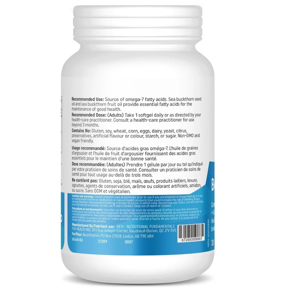 BestVitamin Best Sea Buckthorn Oil 1000mg Plus Goji Berry, Certified Organic Omega 7 Oil, 30 Liquid Softgels - Image 2