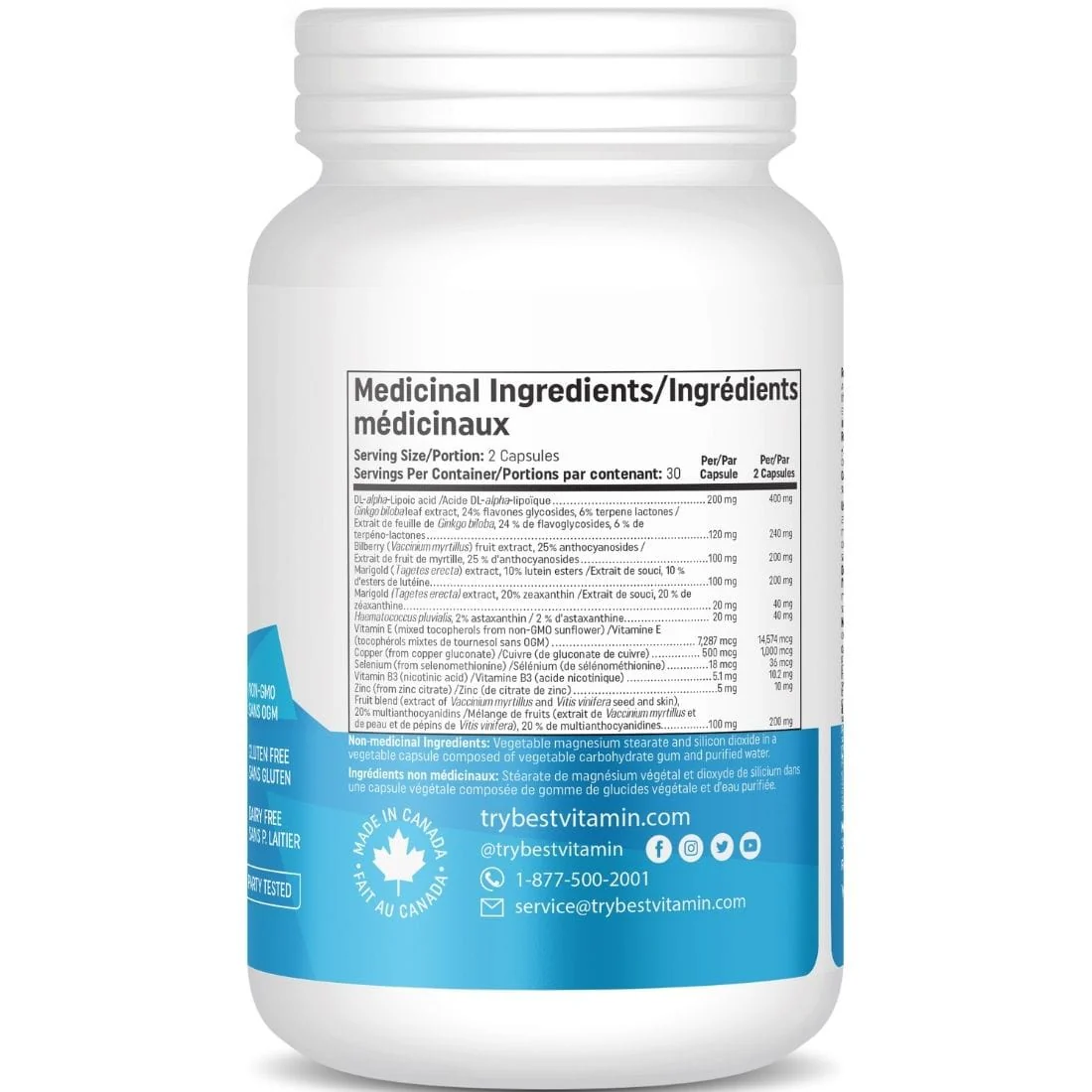 Bestvitamin Best Vision Support, Helps prevent degenerative eye disease, 60 Vegetable Capsules - Image 2