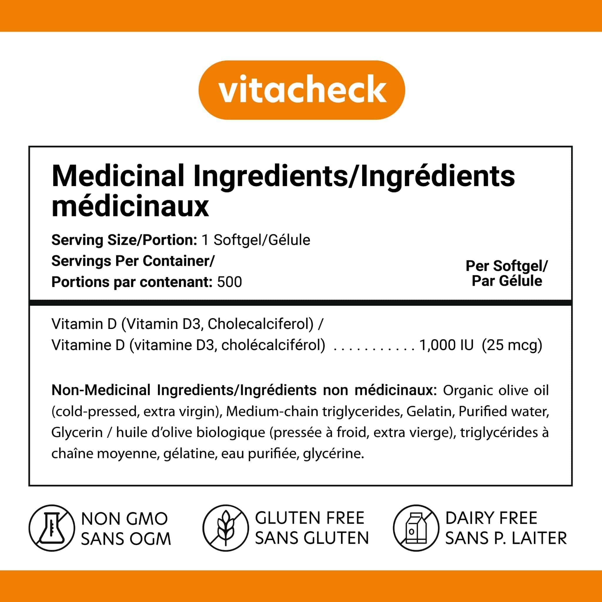 Vitacheck Vitamin D3 1000IU Softgels, In Organic Olive Oil For Better Absorption, 180 Softgels CLEARANCE 25% Off, Exp 9/27 Final Sale - Image 13