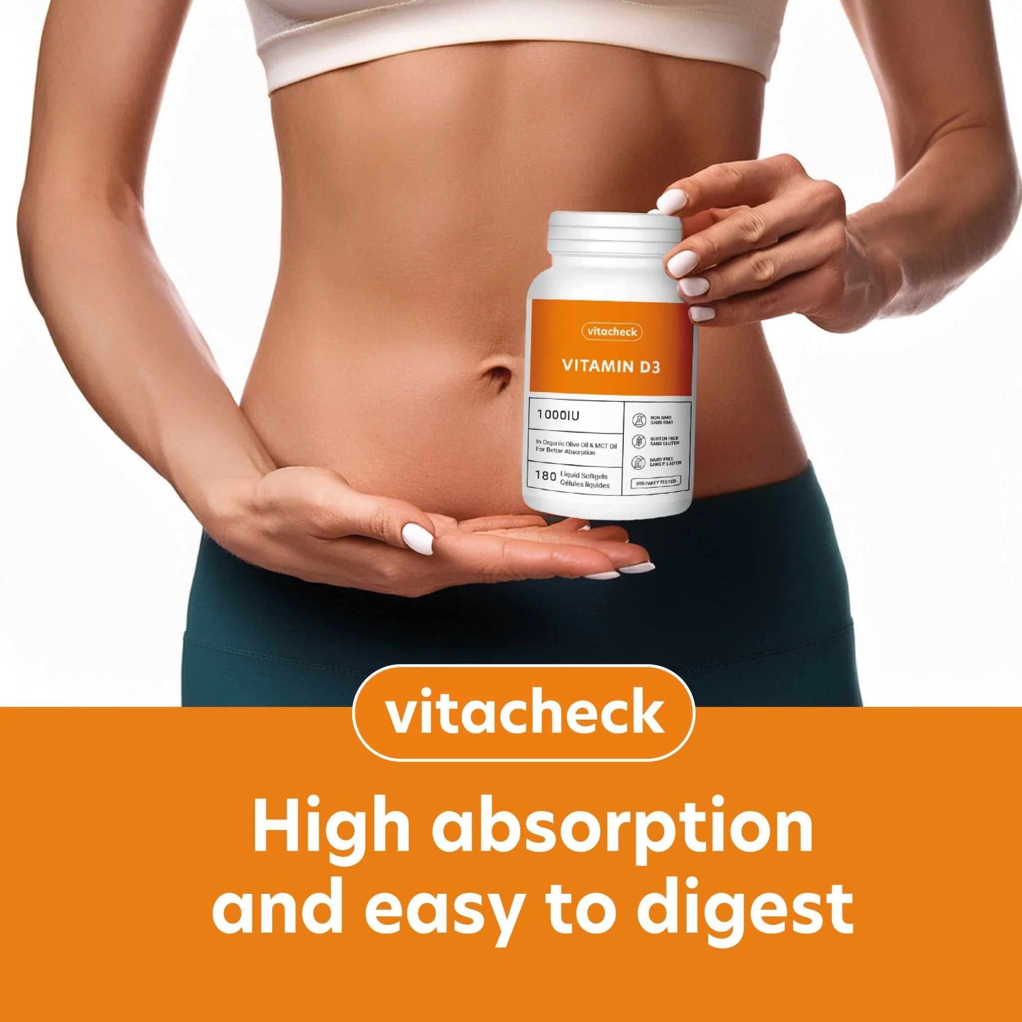 Vitacheck Vitamin D3 1000IU Softgels, In Organic Olive Oil For Better Absorption, 180 Softgels CLEARANCE 25% Off, Exp 9/27 Final Sale - Image 5