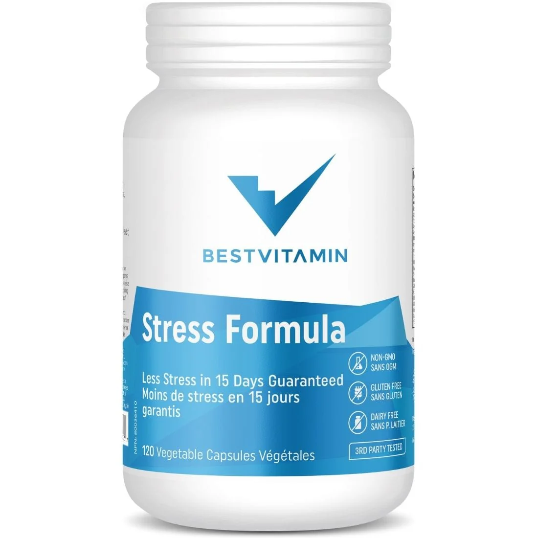 BestVitamin Stress Formula, Less Stress in 15 Days Guaranteed, 120 Vegetable Capsules, 2 Month Supply