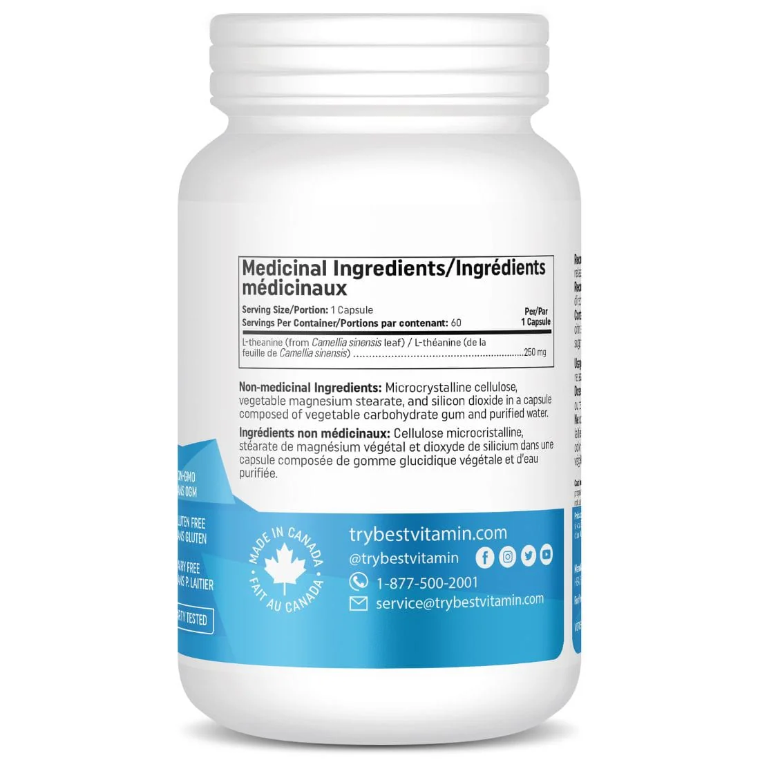 BestVitamin Best Theanine 250mg, Help Improve Sleep & Promotes Relaxation, 60 Vegetable Capsules, Clearance 50% Off, Final Sale - Image 4