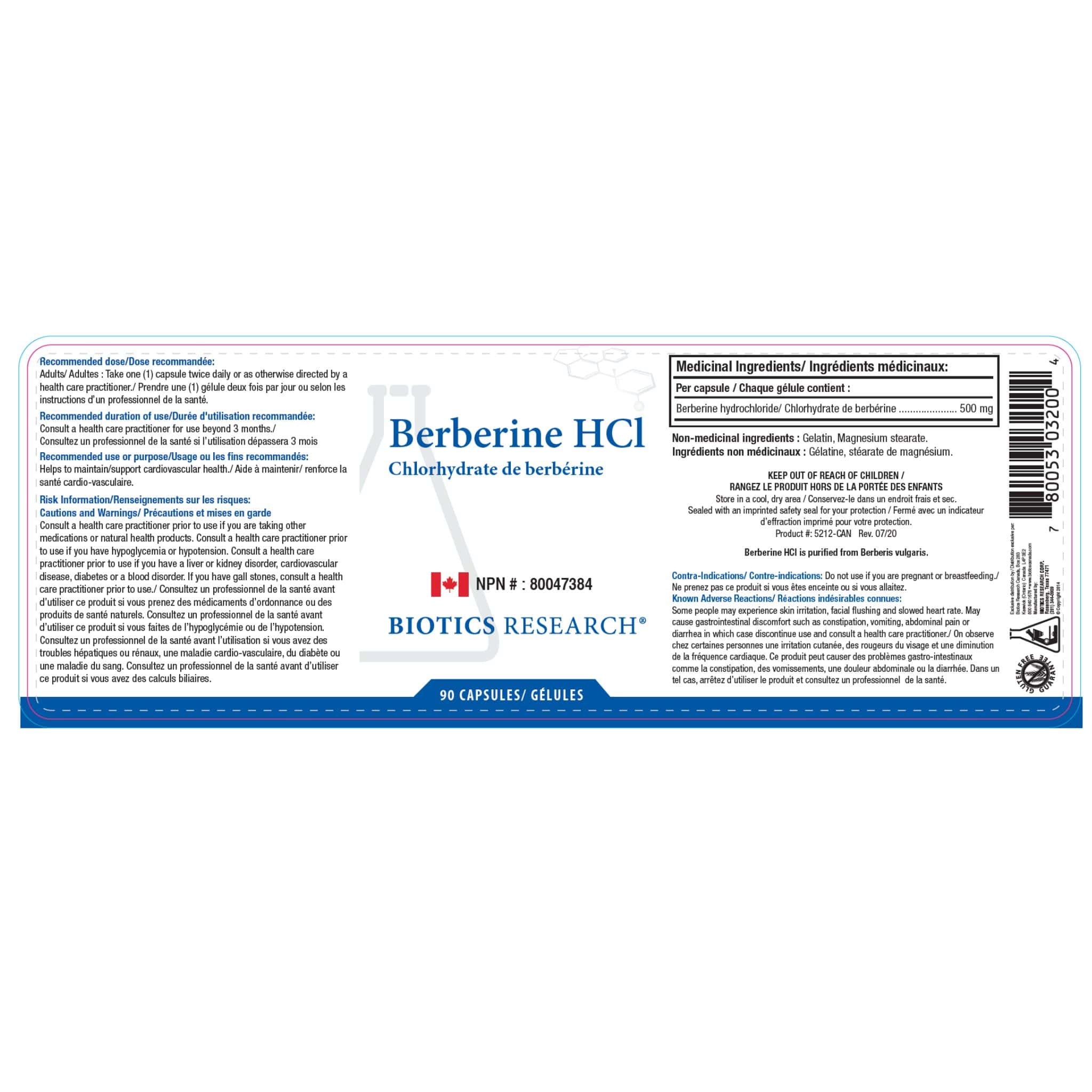 Biotics Research Berberine HCl 500mg, Berberine Hydrochloride, 90 Capsules - Image 2