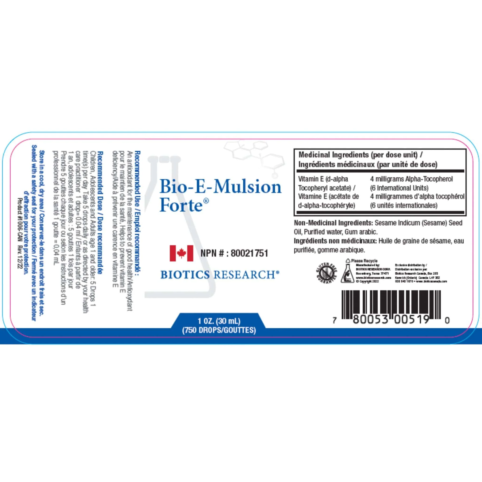 Biotics Research Bio-E-Mulsion Forte, Microemulsified Vitamin E Drops in Sesame Seed Oil for Enhanced Absorption, 30ml - Image 2