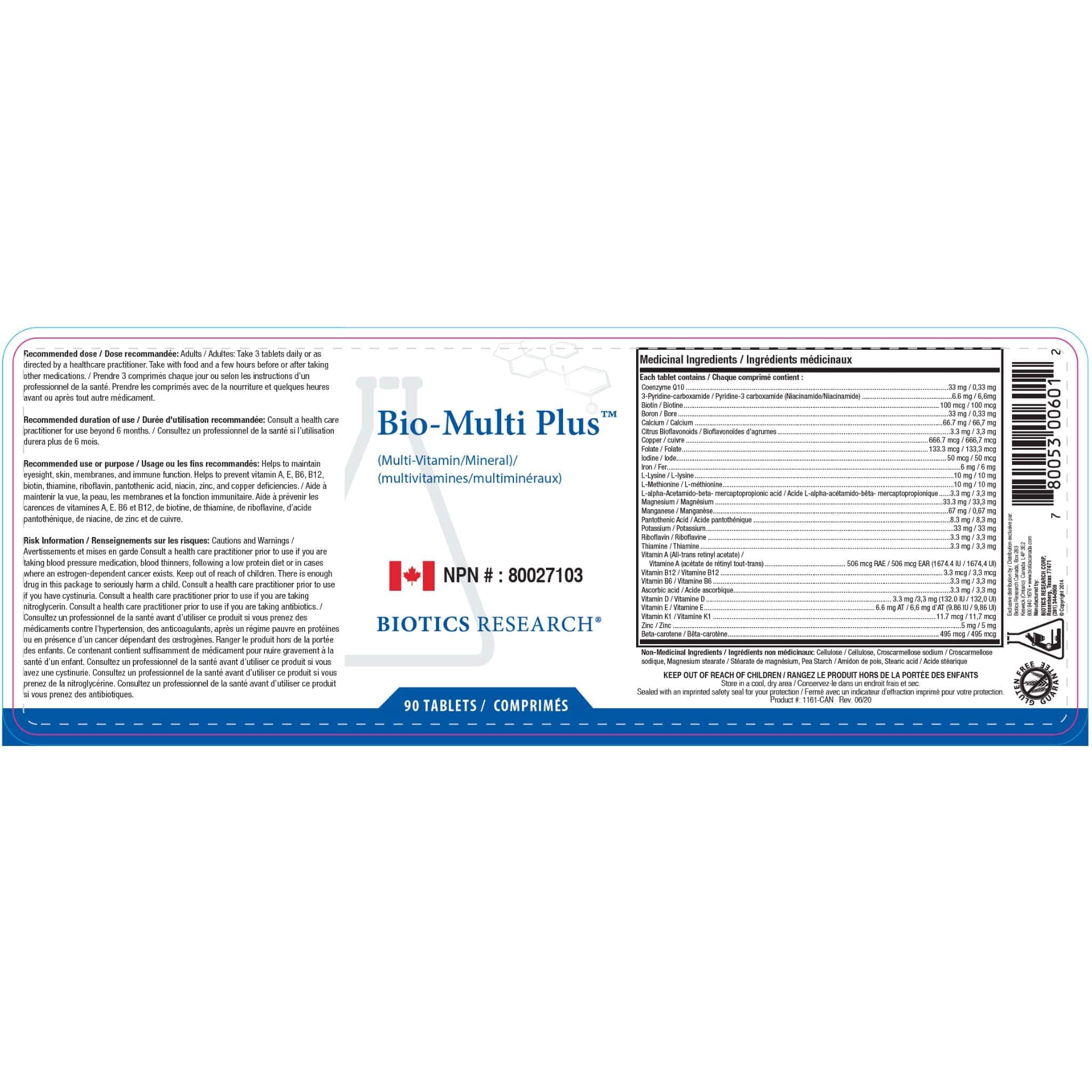 Biotics Research Bio-Multi Plus, Broad Spectrum Multivitamin and Multimineral Support, 90-270 Tablets - Image 2