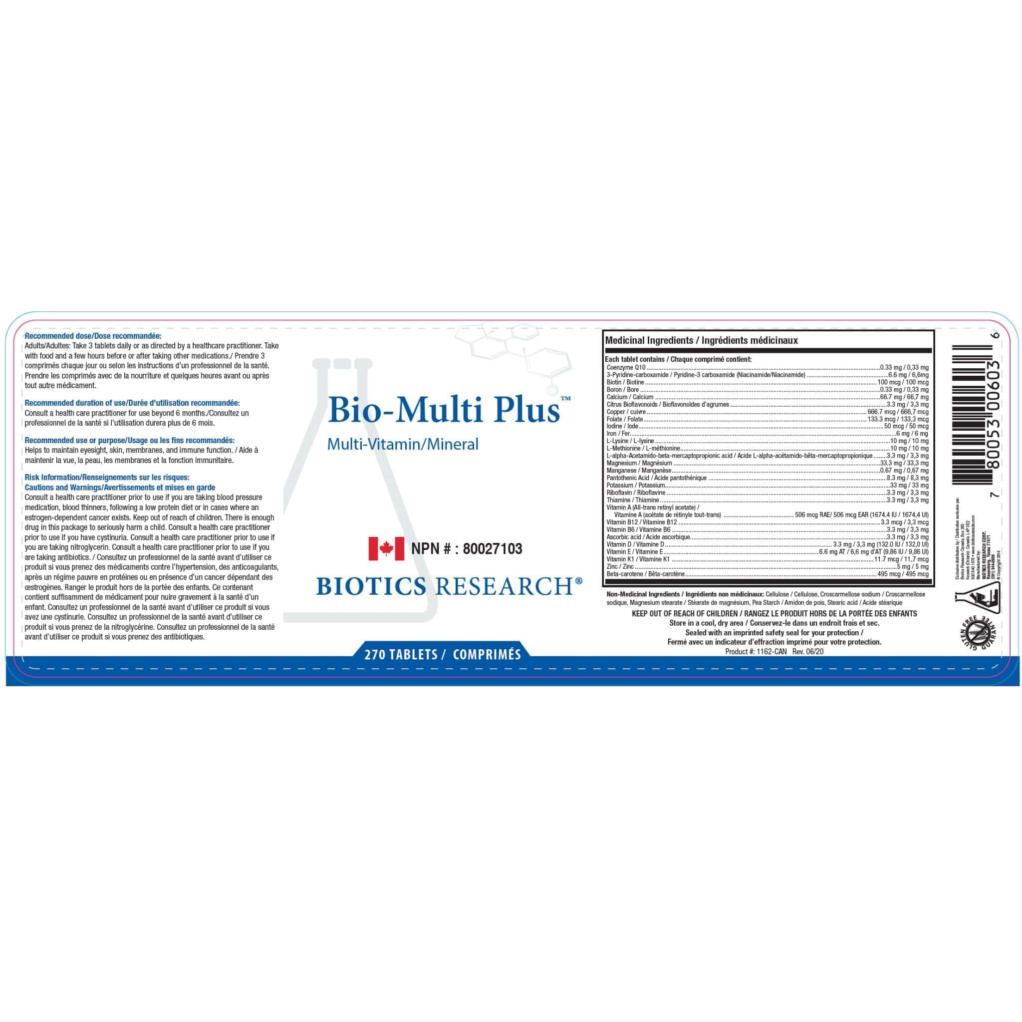 Biotics Research Bio-Multi Plus, Broad Spectrum Multivitamin and Multimineral Support, 90-270 Tablets - Image 4