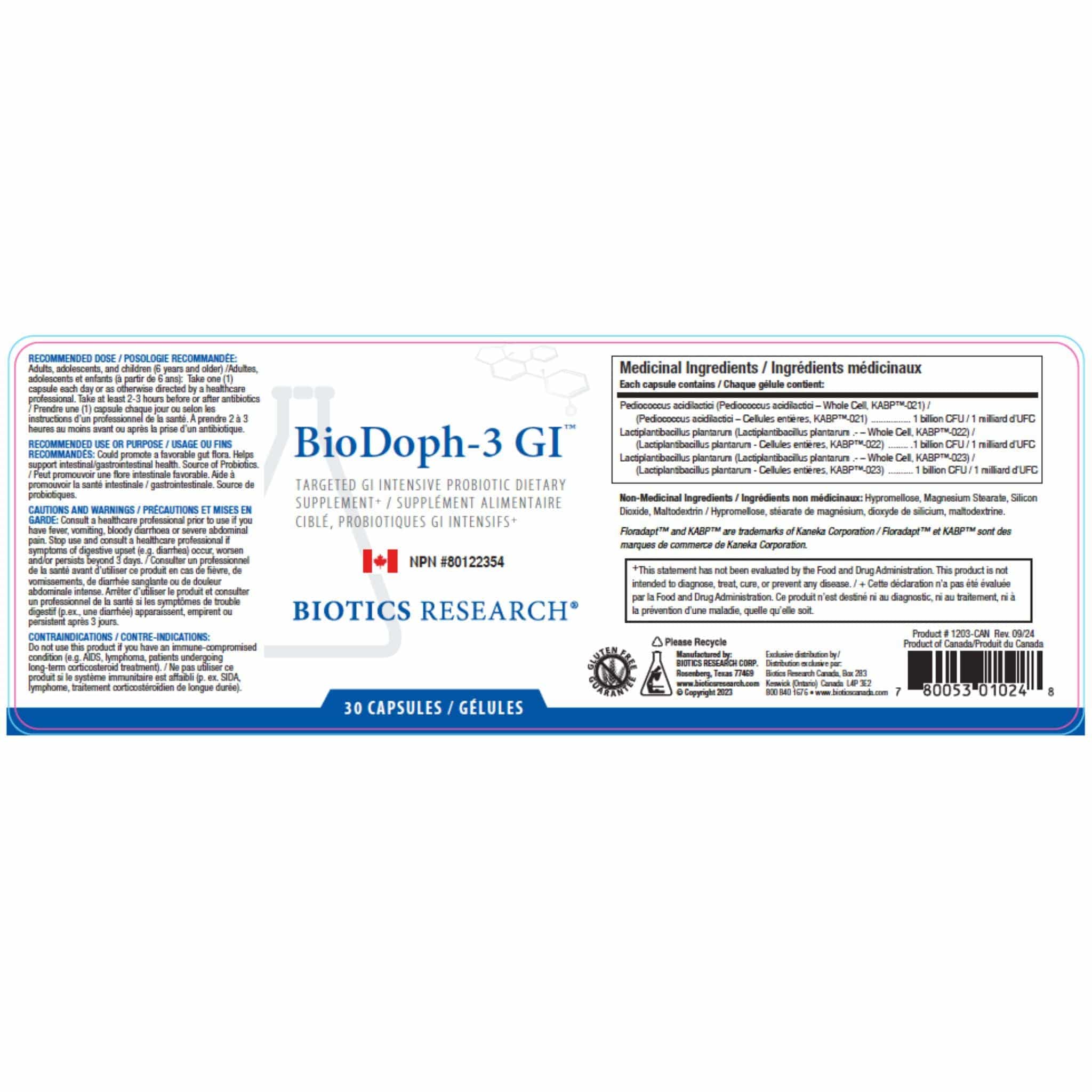 Biotics Research BioDoph-3 GI, Synergistic Probiotics Formula, Balances Gut Microflora, Helps Break Down Lactose, Healthy Mood Support, 30 Capsules - Image 2