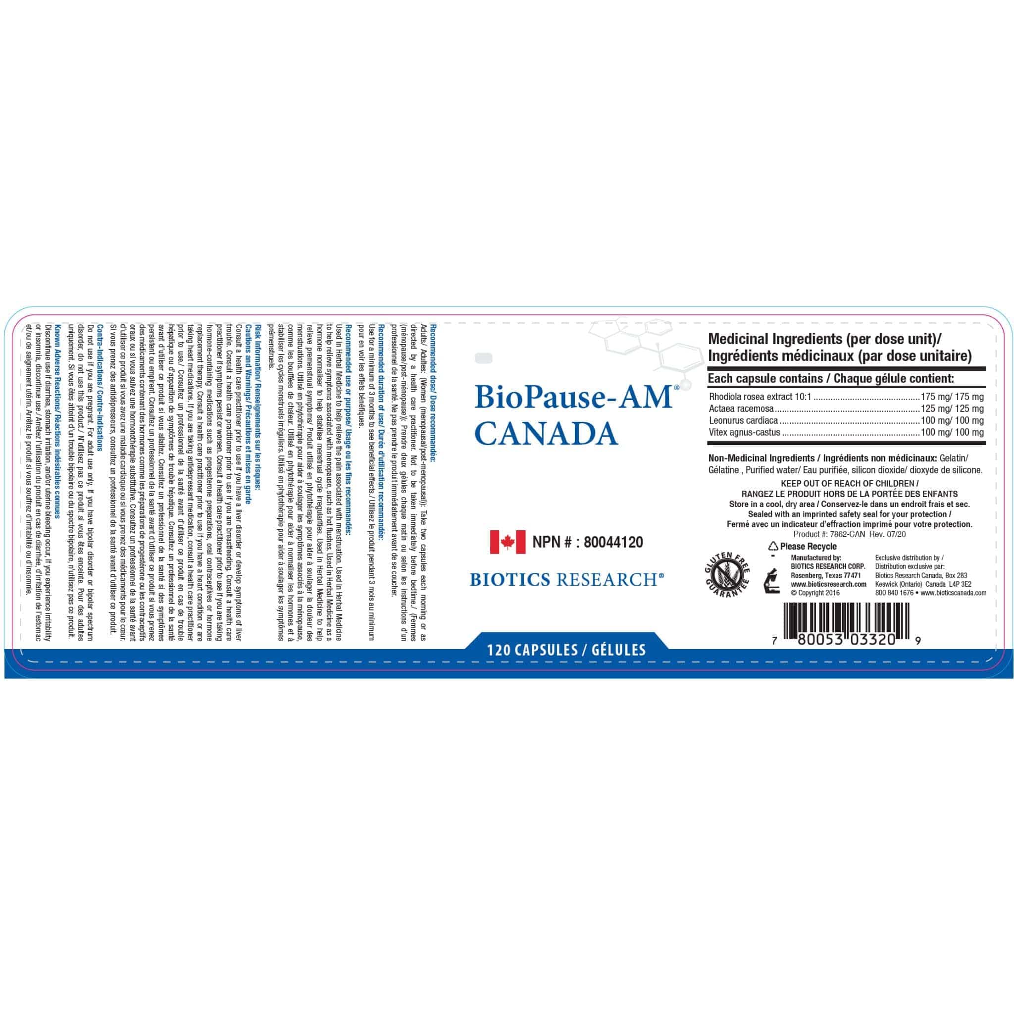 Biotics Research BioPause-AM, Herbal Menopause Support for Hot Flashes and Daytime Relief, 120 Capsules - Image 2