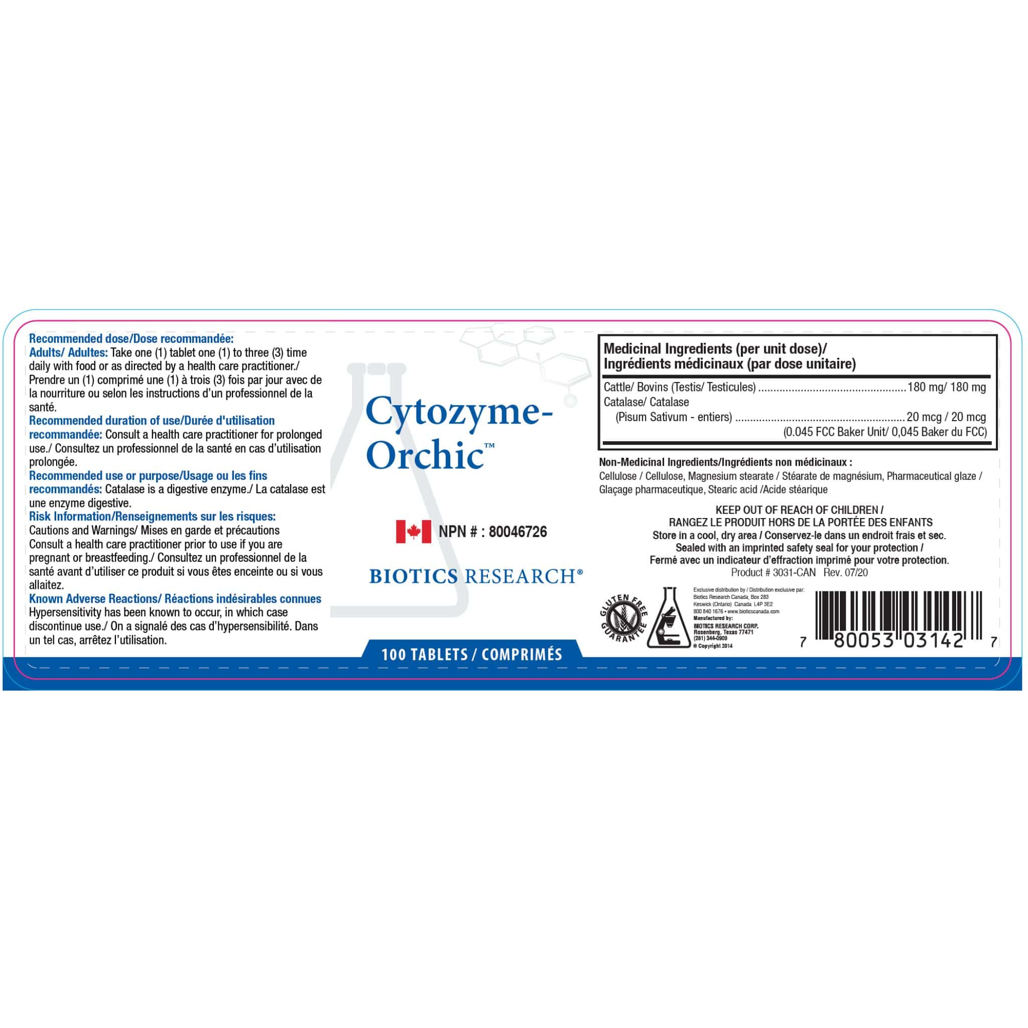 Biotics Research Cytozyme-Orchic, Glandular Support for Reproductive Health, 100 Tablets - Image 2