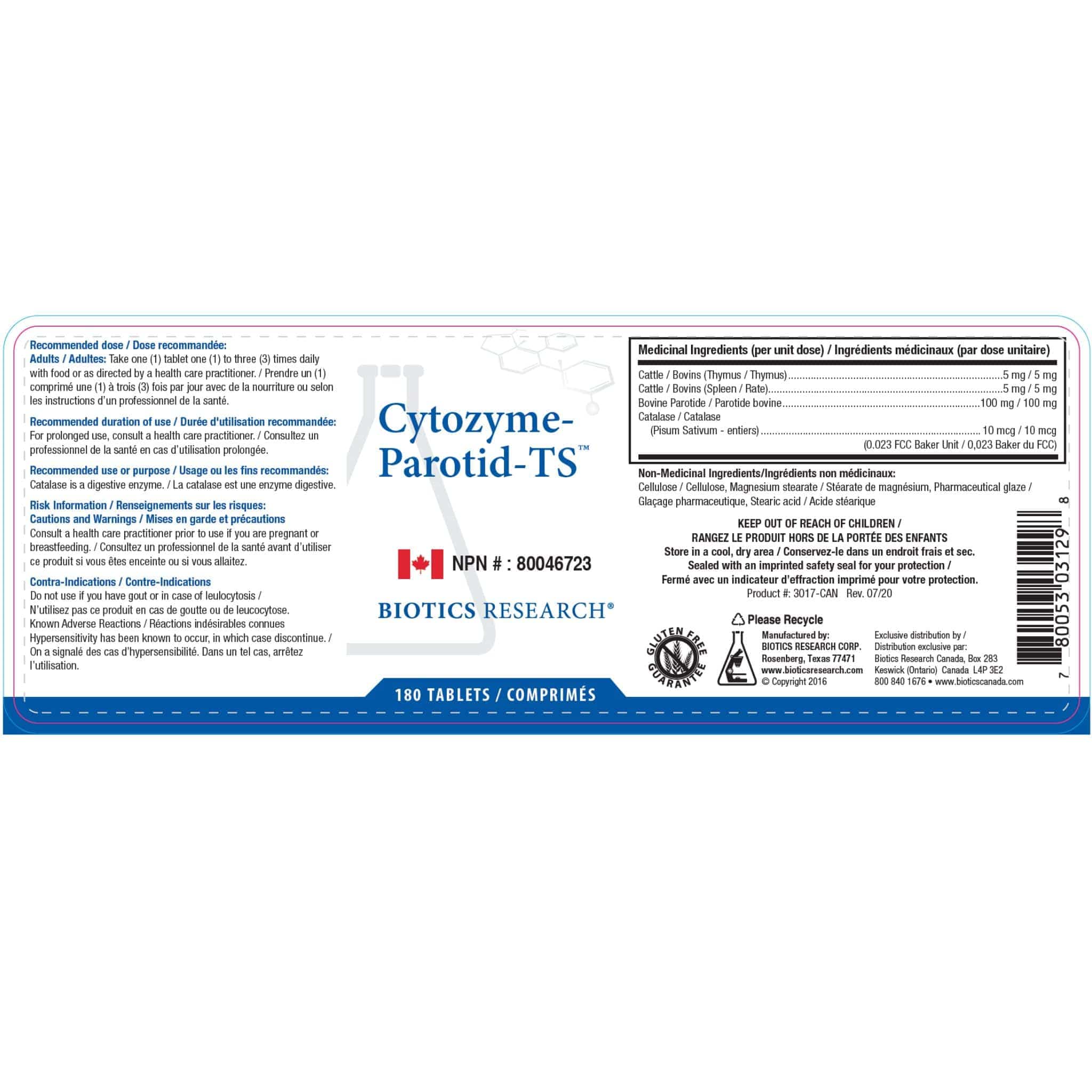 Biotics Research Cytozyme-Parotid-TS, Supports Immune and Glandular Health, 180 Tablets - Image 2