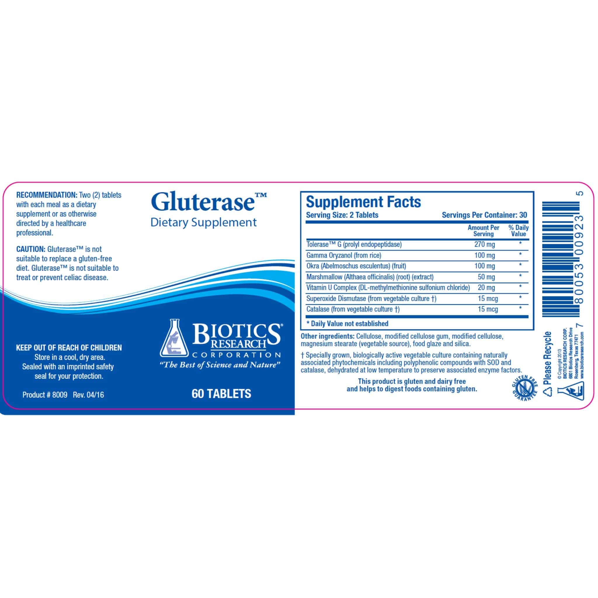 Biotics Research Gluterase, Gluten Intolerance or Sensitivity Digestive Support, 60 Tablets - Image 2