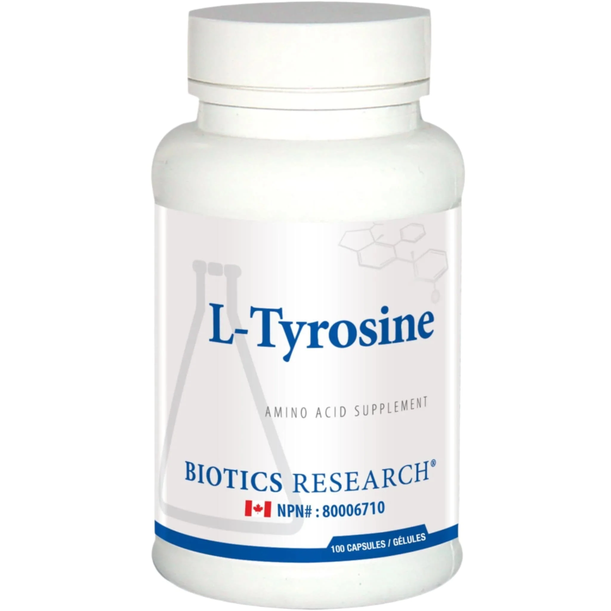 Biotics Research L-Tyrosine, Supports Mood, Stress Management, and Cognitive Function, 100 Capsules