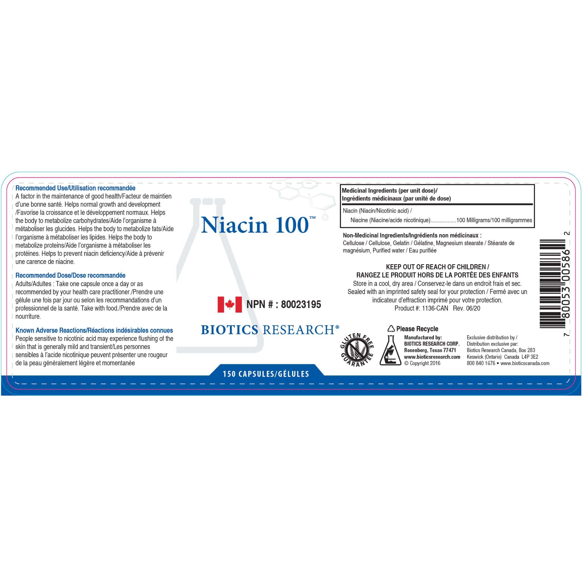 Biotics Research Niacin 100, Vitamin B3 100mg for Cardiovascular Health, Energy Metabolism and Skin Support, 150 Capsules - Image 2