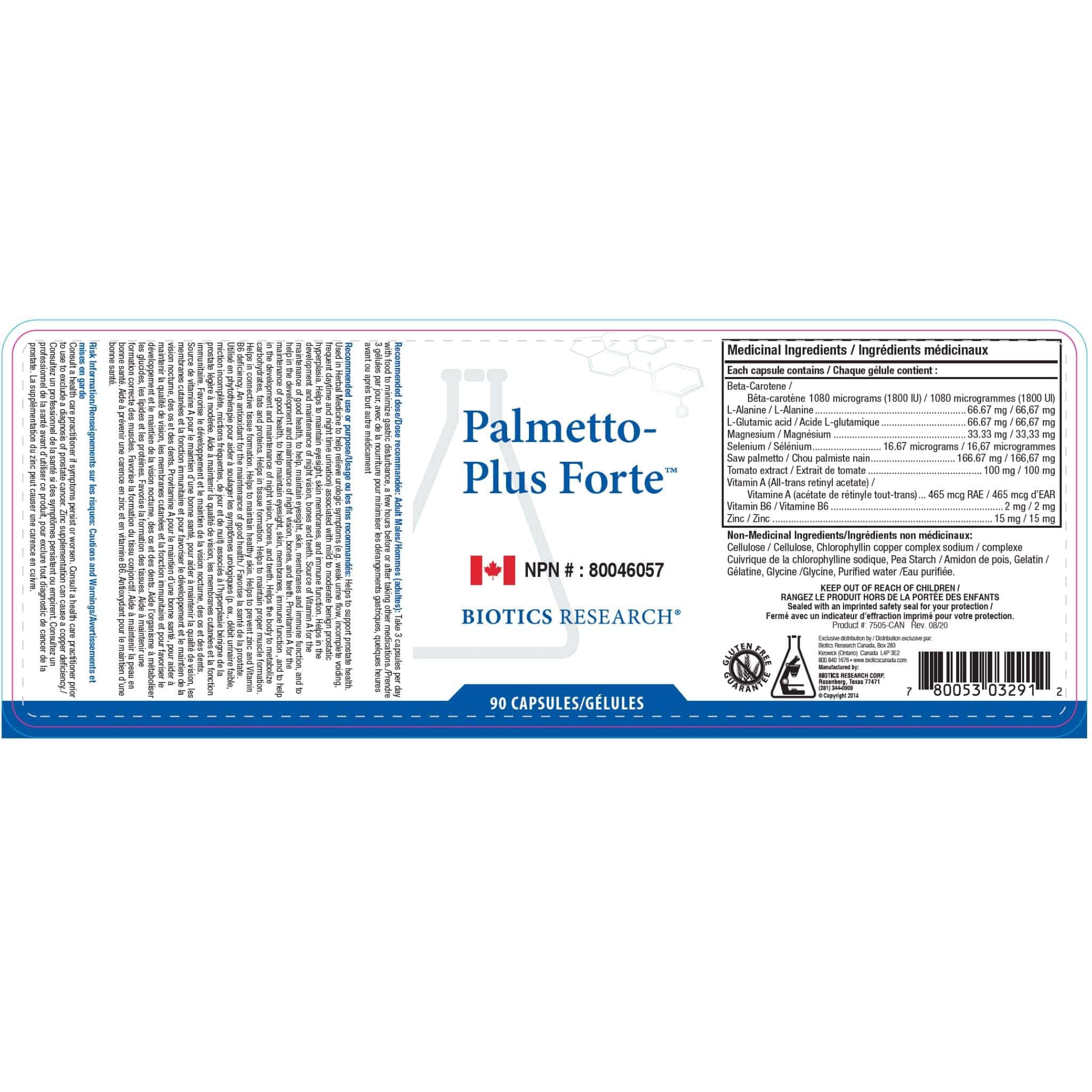 Biotics Research Palmetto Plus Forte, Saw Palmetto 166mg, Prostate and Urinary Support, 90 Capsules - Image 2