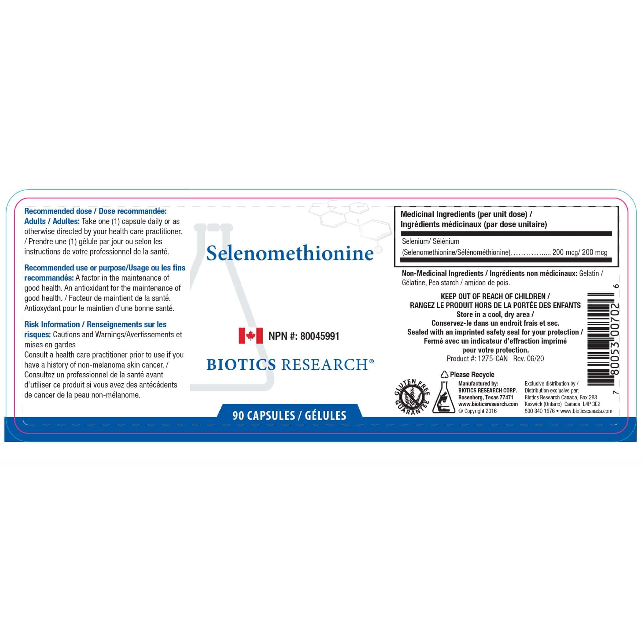 Biotics Research Selenomethionine, Selenium 200mcg, 90 Capsules - Image 2
