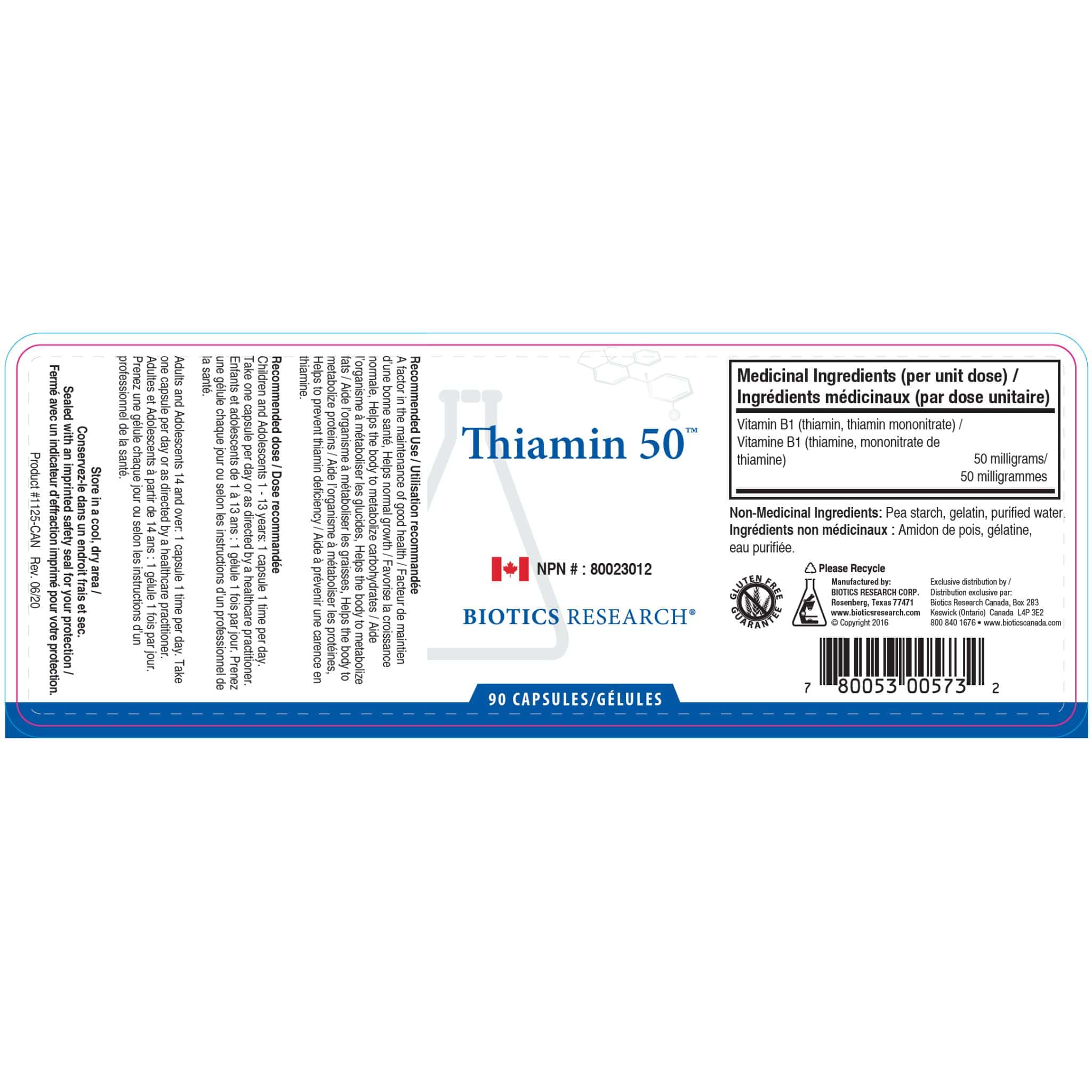 Biotics Research Thiamin-50, High Potency Vitamin B1 for Brain and Heart Health, 90 Capsules - Image 2