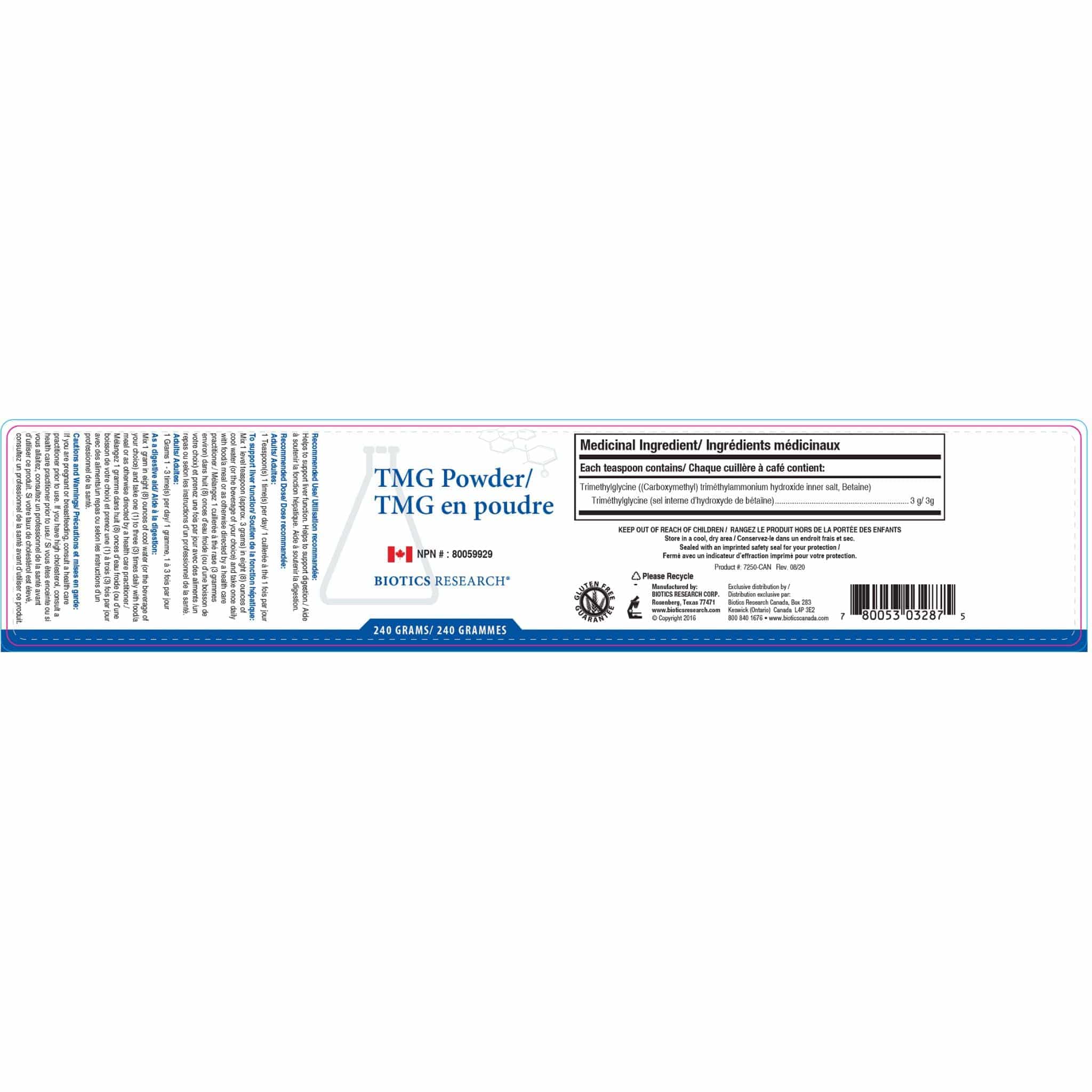 Biotics Research TMG Powder, Trimethylglycine for Liver Detox, Heart Health and Muscle Support, 240g - Image 2
