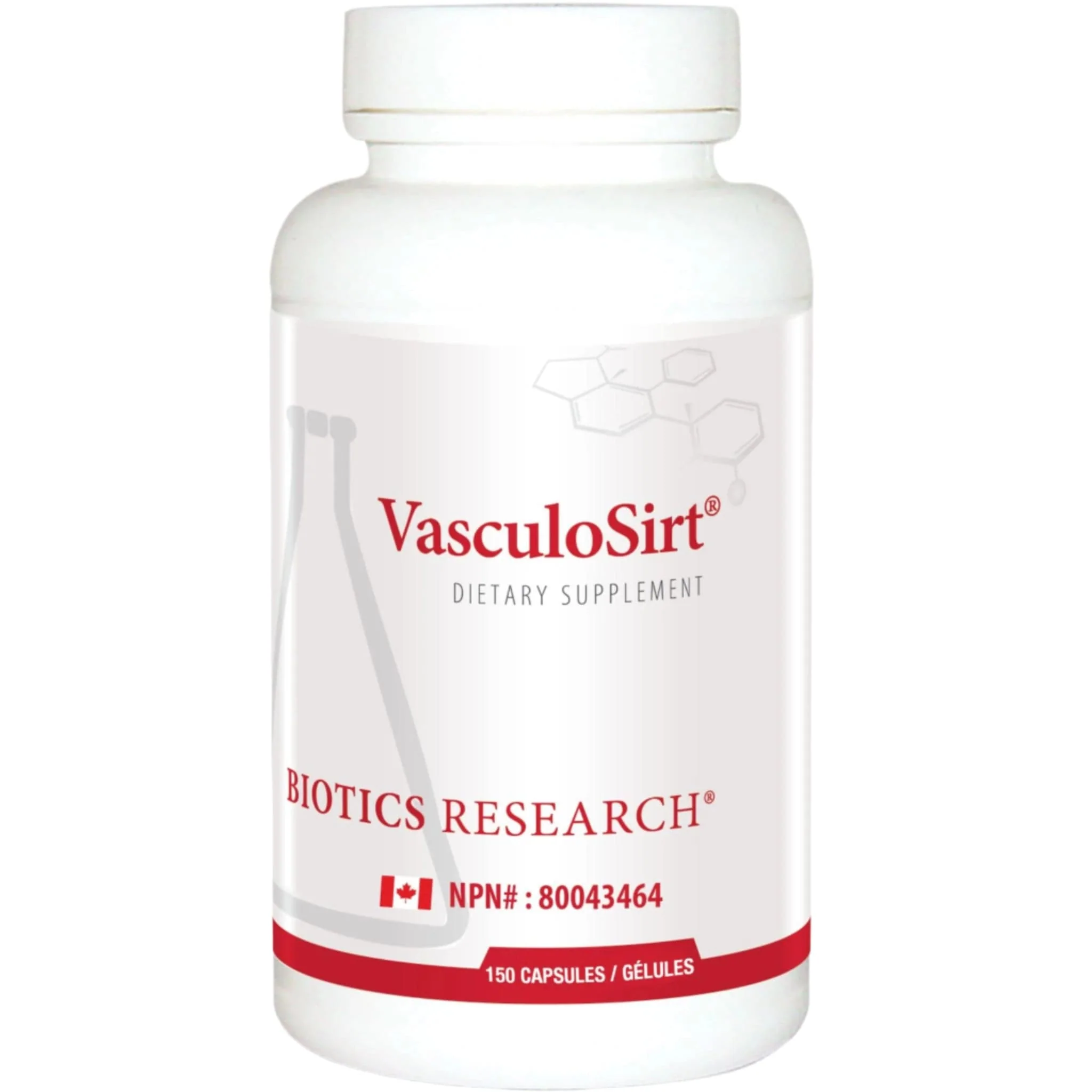 Biotics Research VasculoSirt, Vascular Support for Healthy Blood Flow, Arterial Aging, Cholesterol & Glucose Balance, 150-300 Capsules