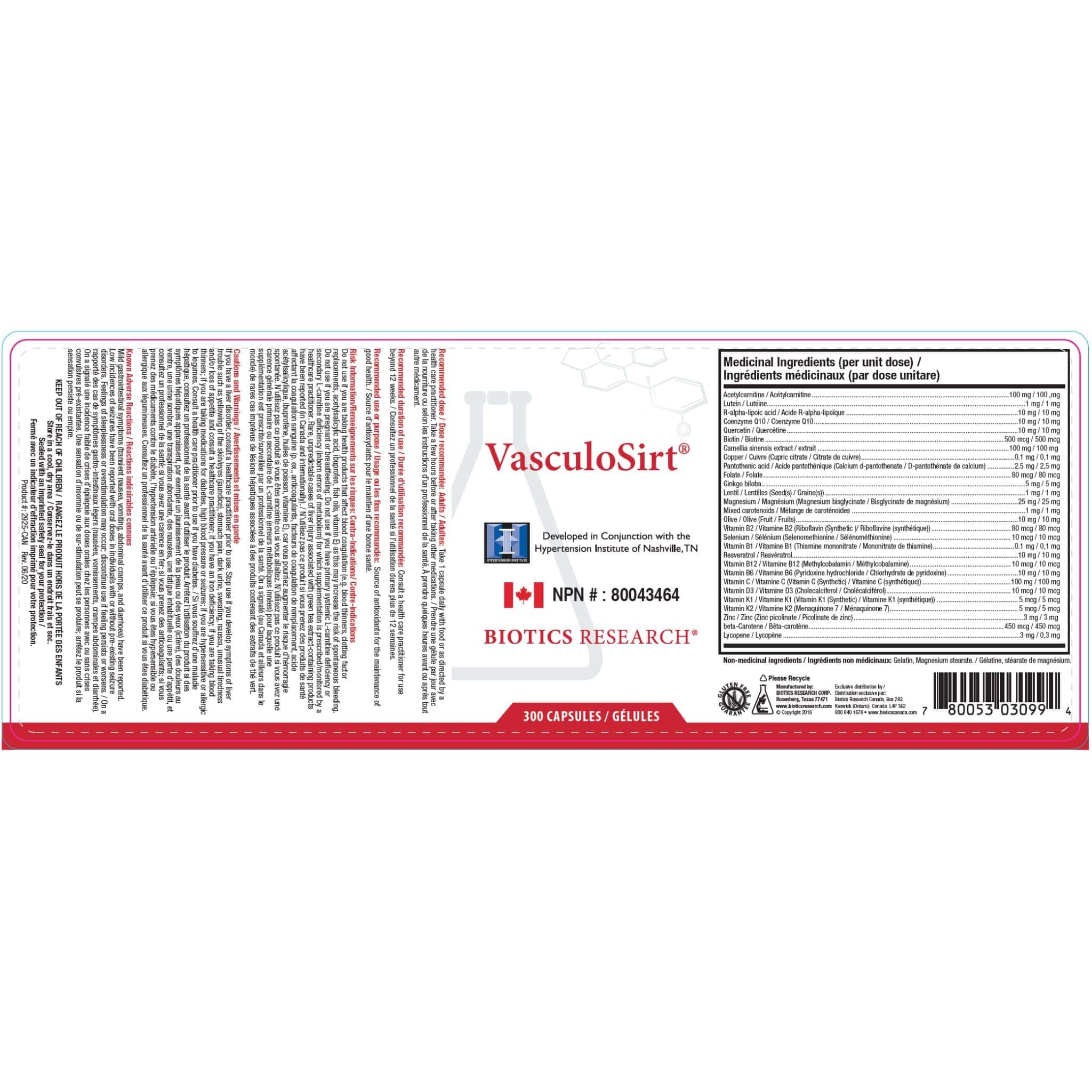 Biotics Research VasculoSirt, Vascular Support for Healthy Blood Flow, Arterial Aging, Cholesterol & Glucose Balance, 150-300 Capsules - Image 4