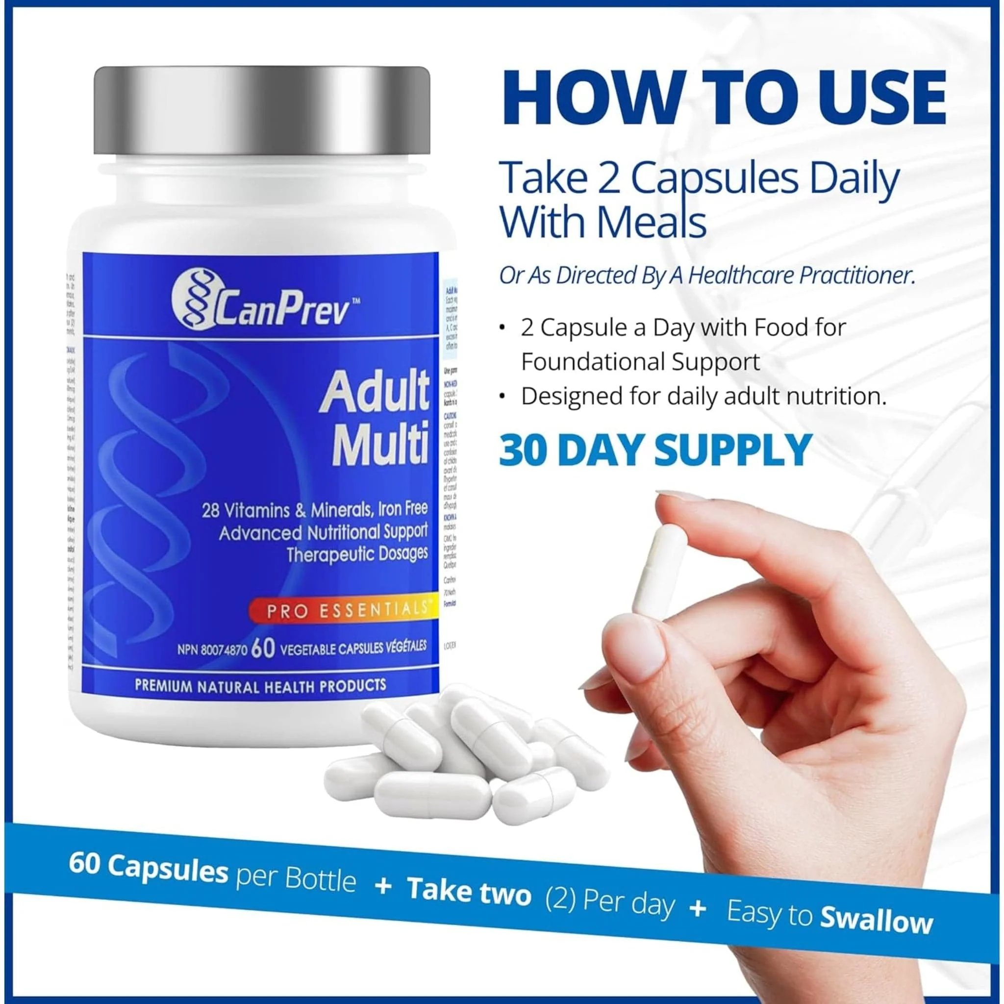 CanPrev Adult Multi Multivitamin, 60 Vegetable Capsules - Image 3