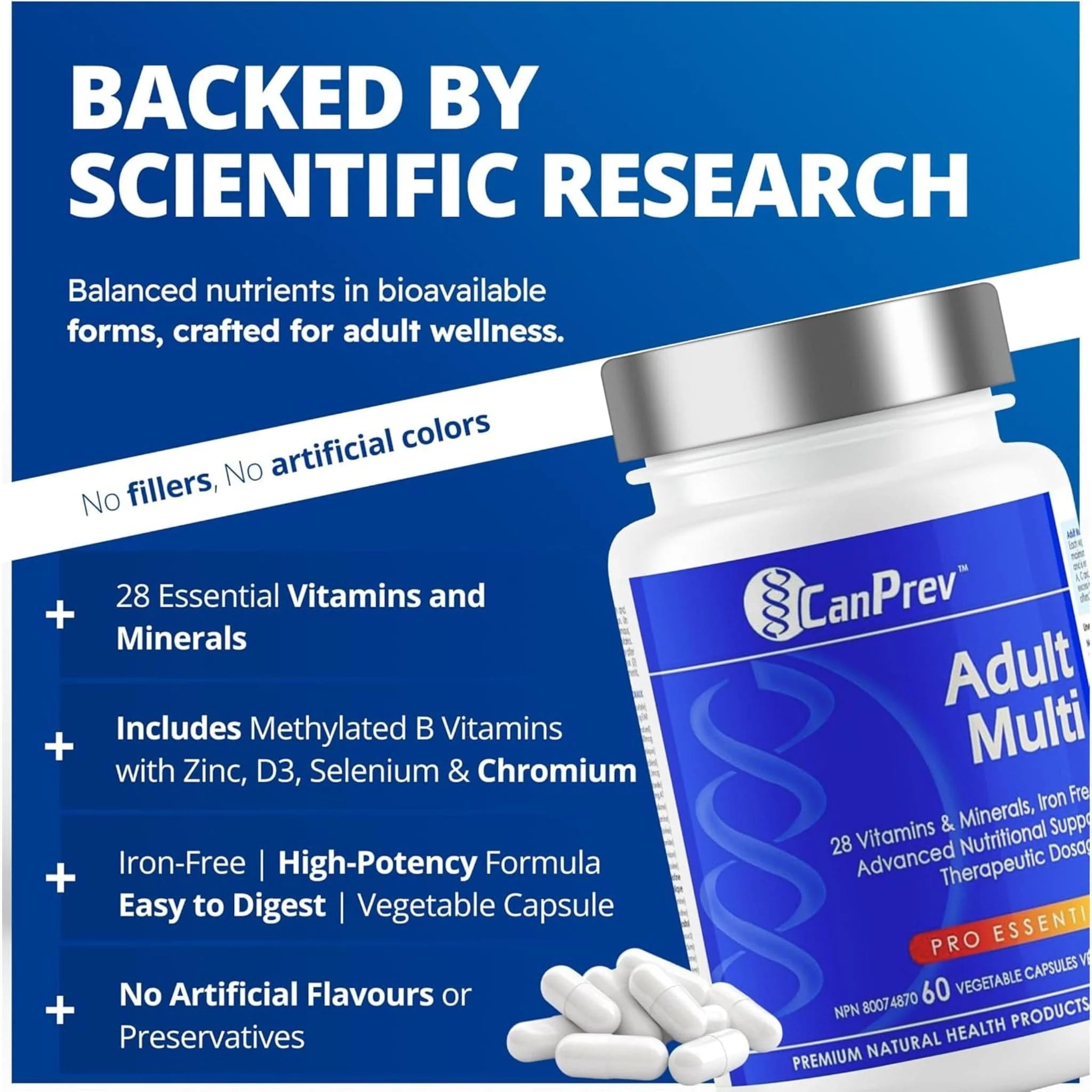 CanPrev Adult Multi Multivitamin, 60 Vegetable Capsules - Image 6