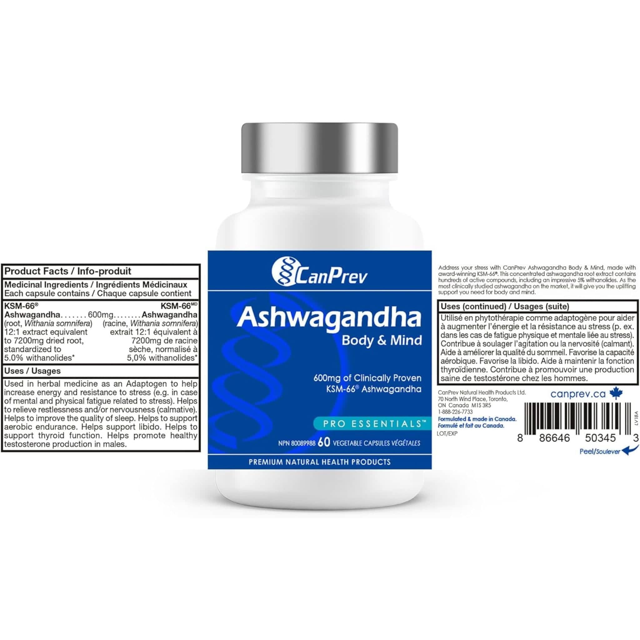 CanPrev Ashwagandha Body and Mind, 60 Vegetable Capsules - Image 3