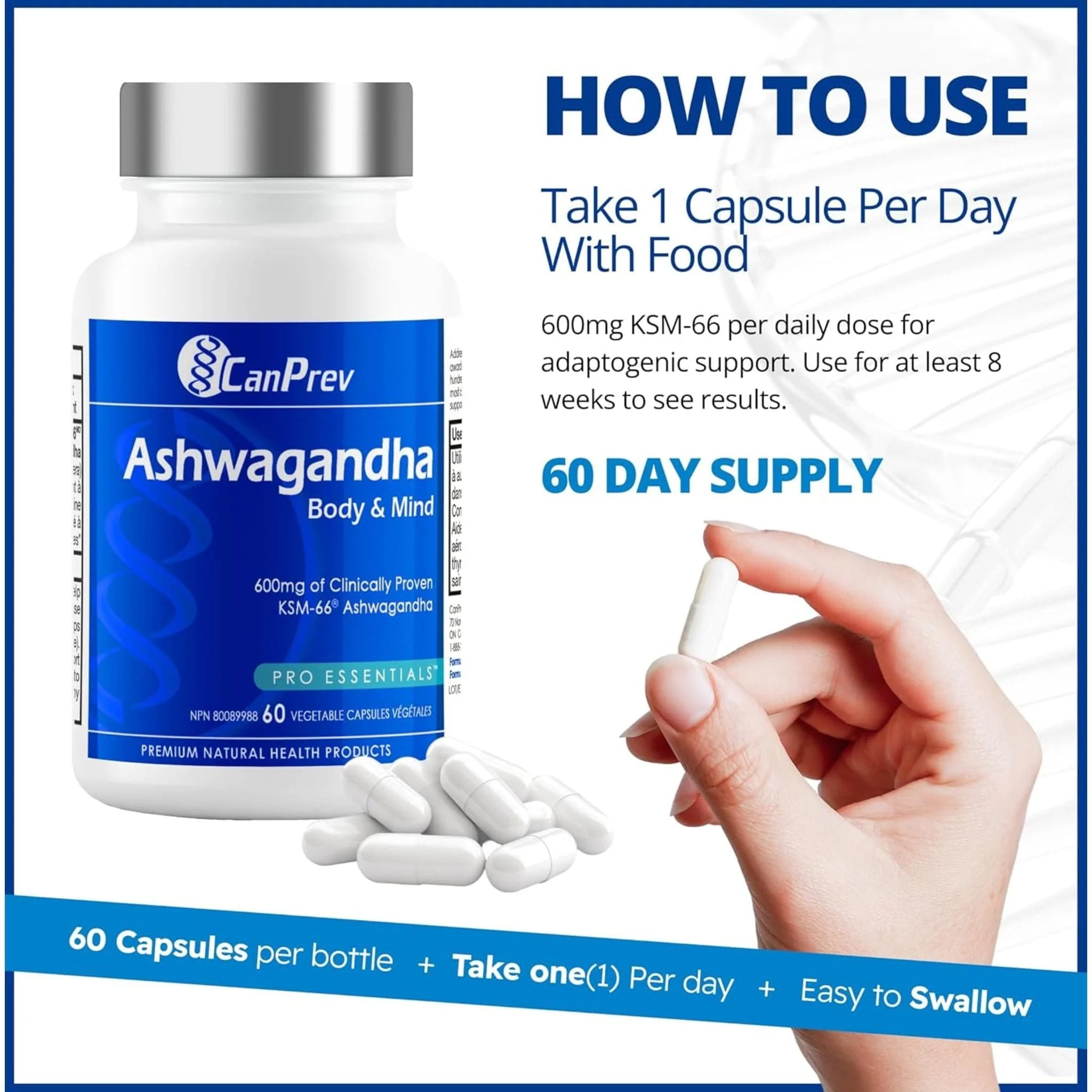 CanPrev Ashwagandha Body and Mind, 60 Vegetable Capsules - Image 7