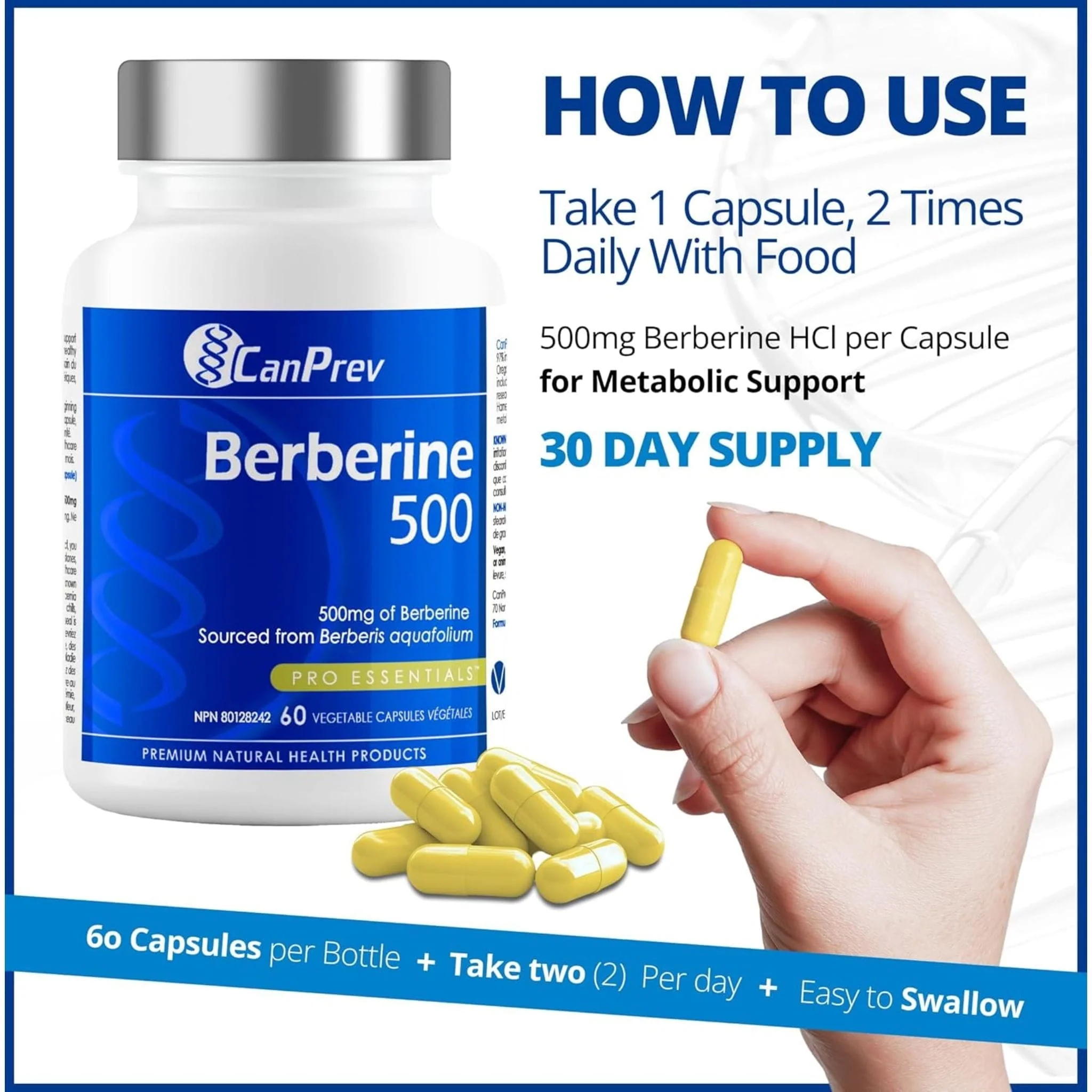 Canprev Berberine 500mg, 60 Vegetable Capsules - Image 7