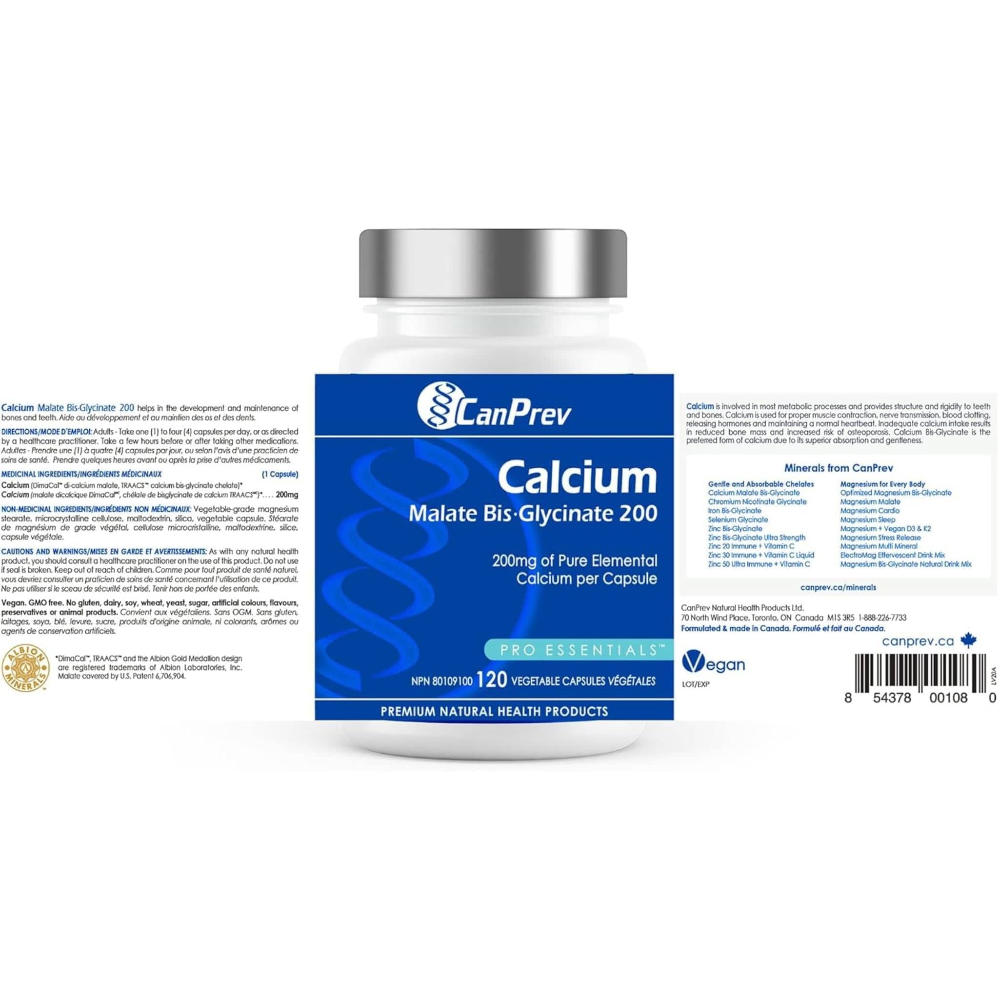 CanPrev Calcium Malate Bis-Glycinate 200mg, 120 Capsules - Image 9