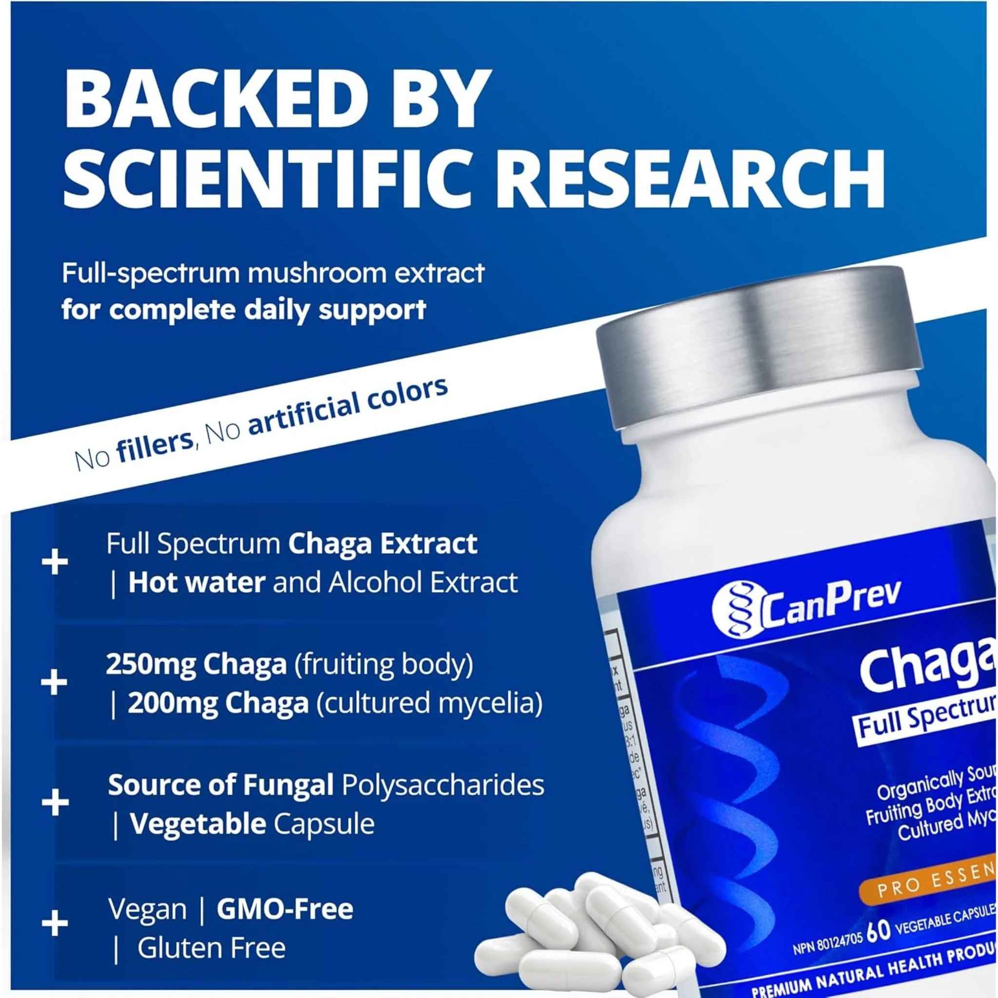 CanPrev Chaga Full Spectrum, Organic Chaga Mushroom for Immune, Antioxidant and Cholesterol Support, 60 Vegetable Capsules - Image 6