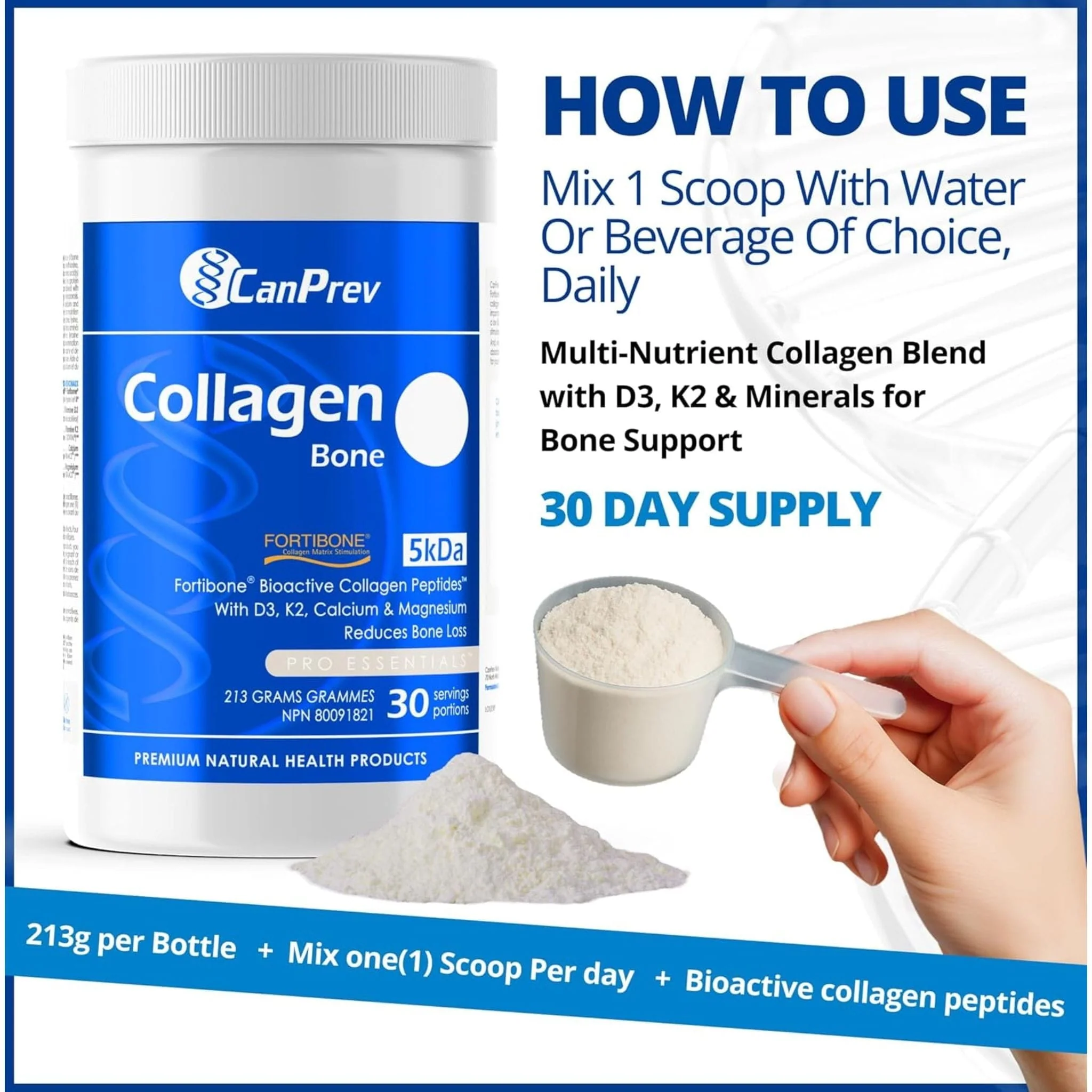 CanPrev Collagen Bone - Fortibone Powder, 30 Servings - Image 7