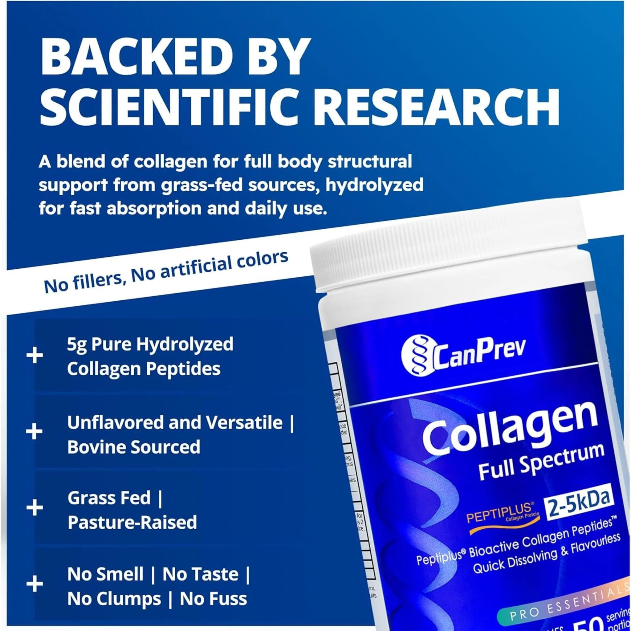 CanPrev Collagen Full Spectrum Peptiplus 100% Pure Hydrolyzed Powder, 250g - Image 5