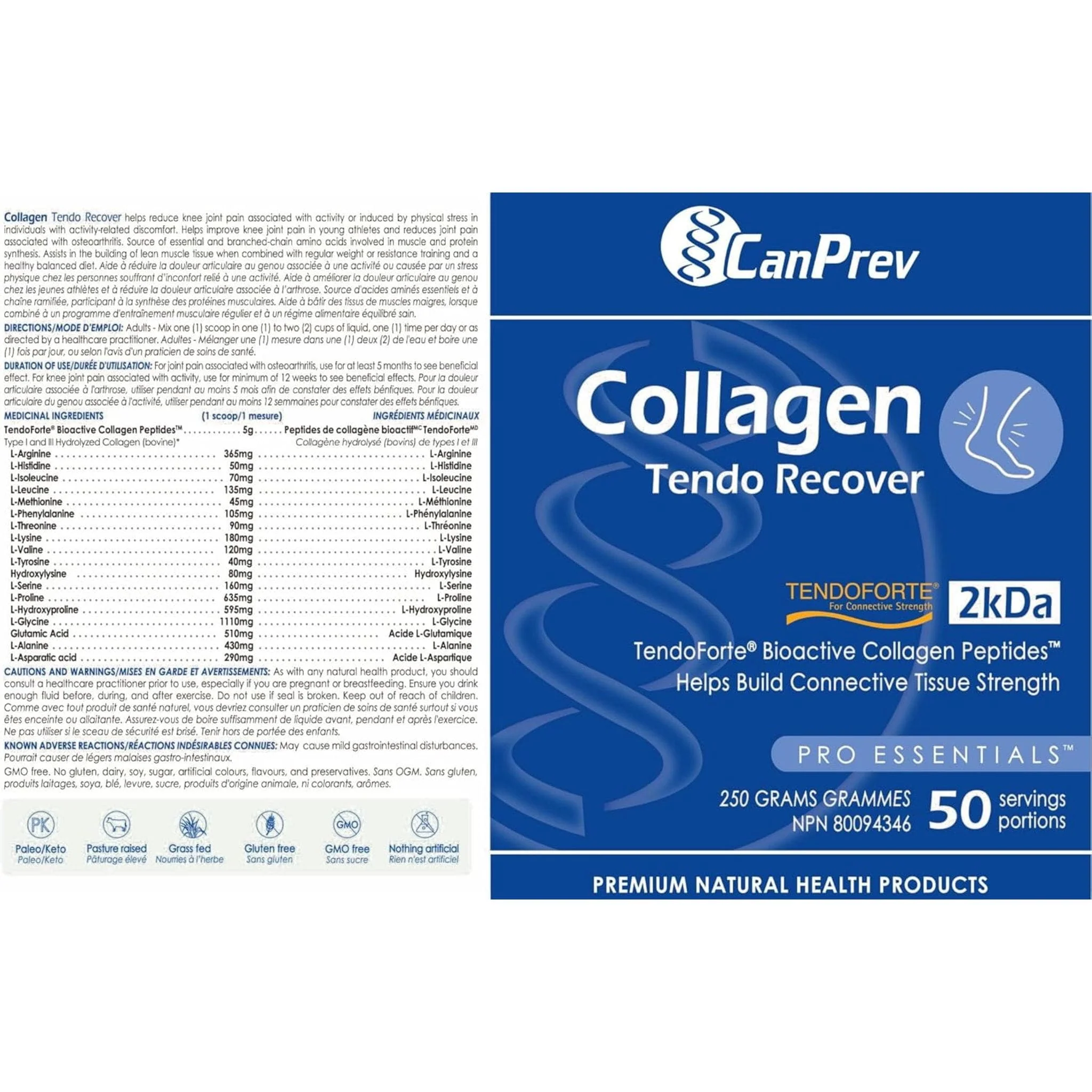 CanPrev Collagen Tendo Recover Powder, 250g - Image 3