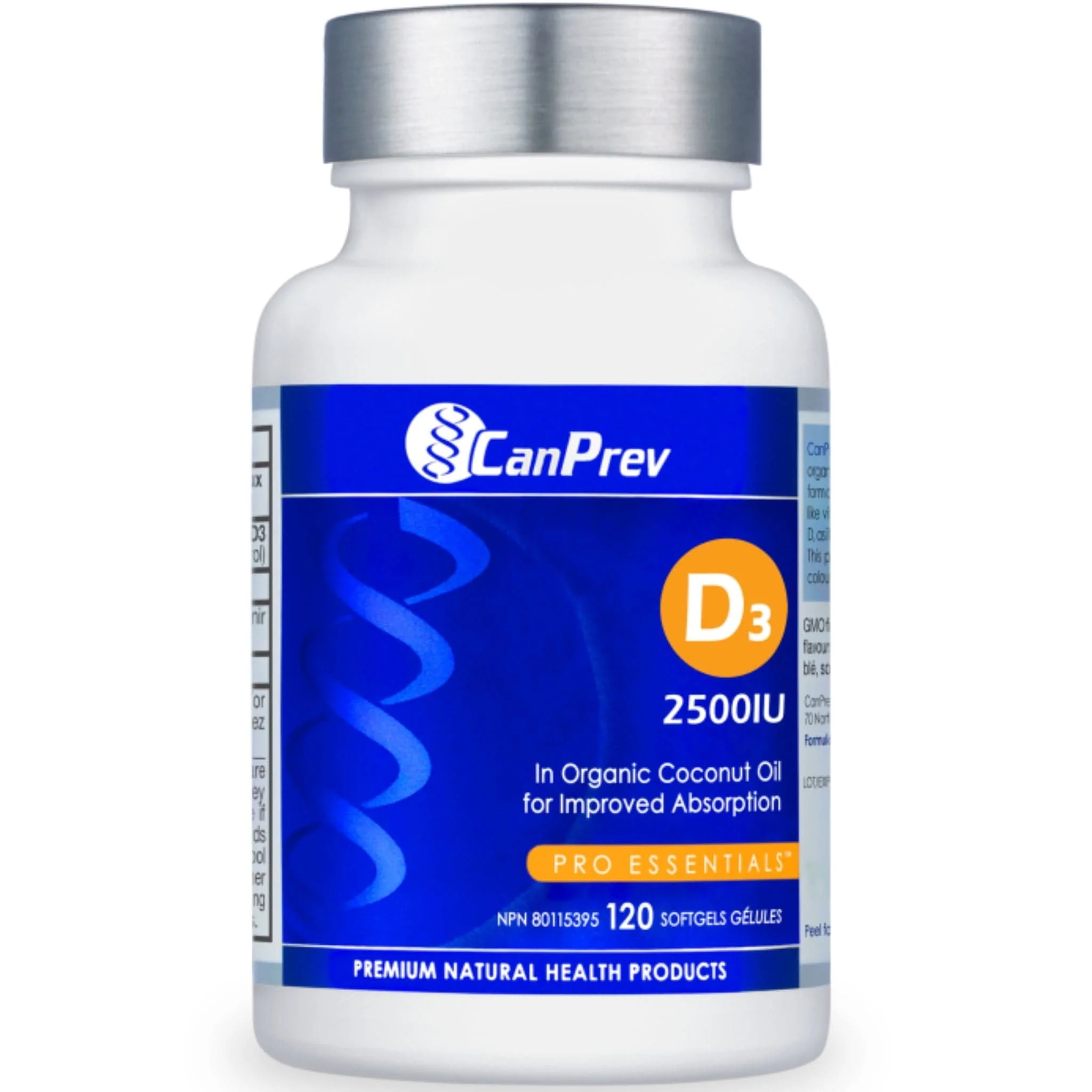 CanPrev Vitamin D3 2500IU Softgels in a MCT Oil Base