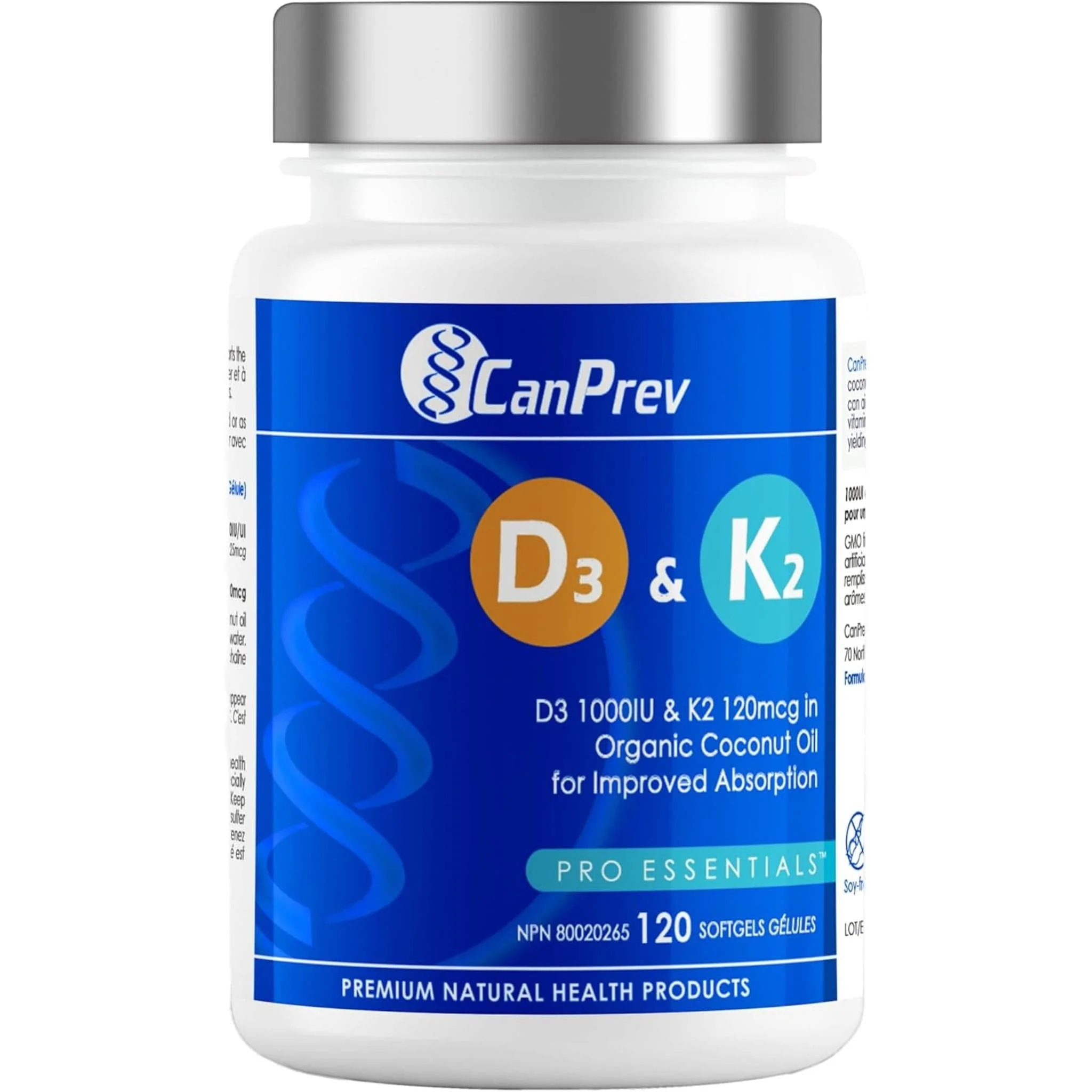 CanPrev D3 + K2 Softgels in Organic Coconut Oil - Image 11
