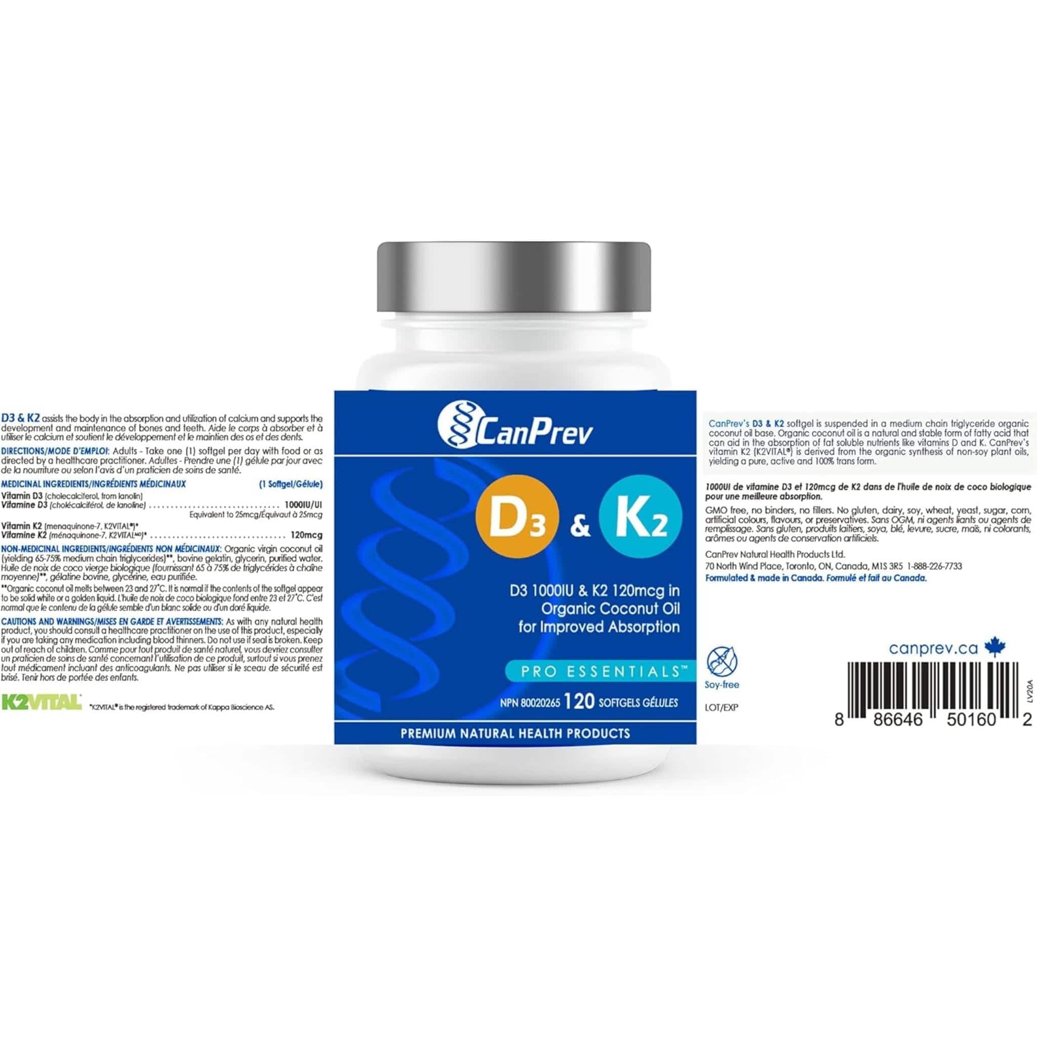 CanPrev D3 + K2 Softgels in Organic Coconut Oil - Image 12