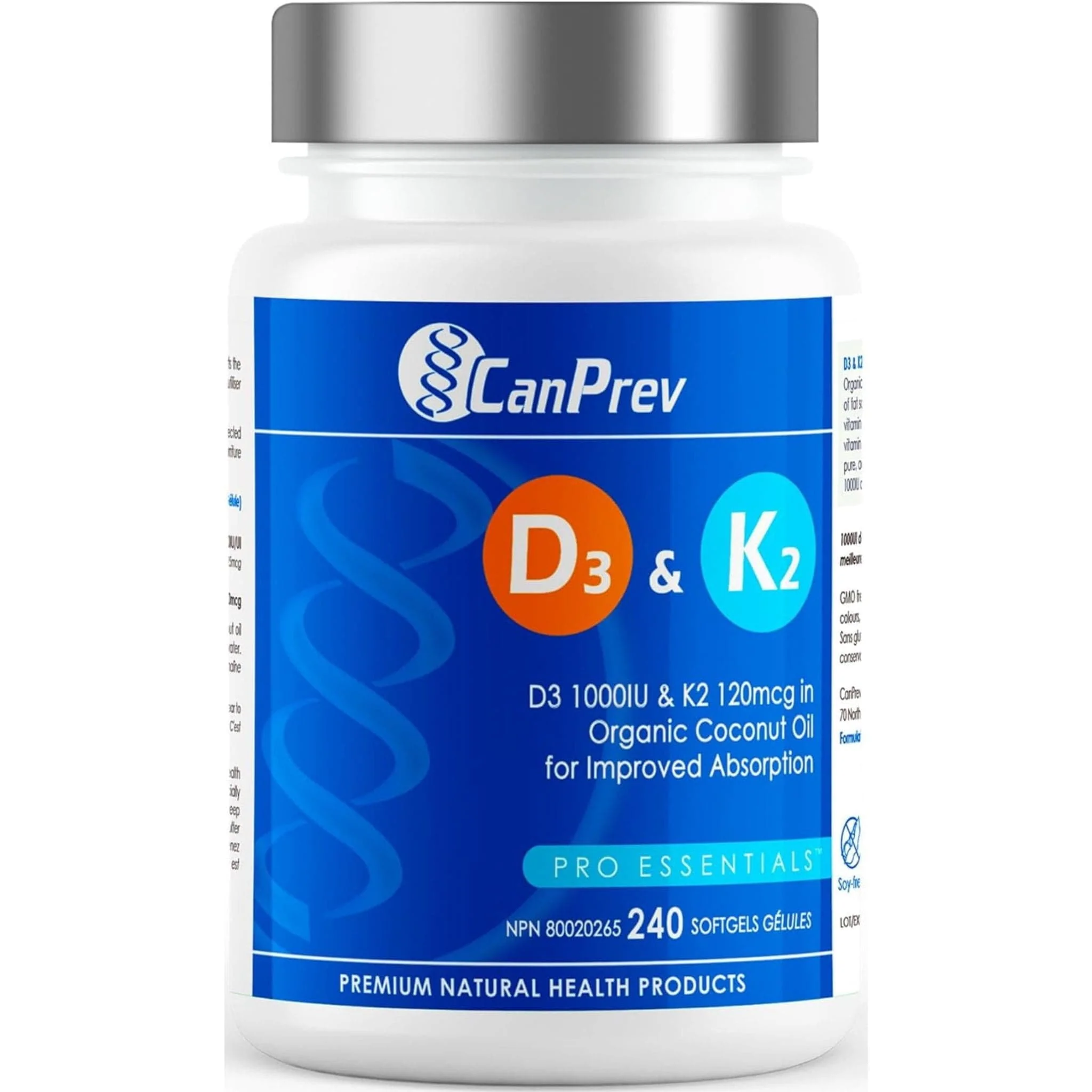 CanPrev D3 + K2 Softgels in Organic Coconut Oil - Image 21